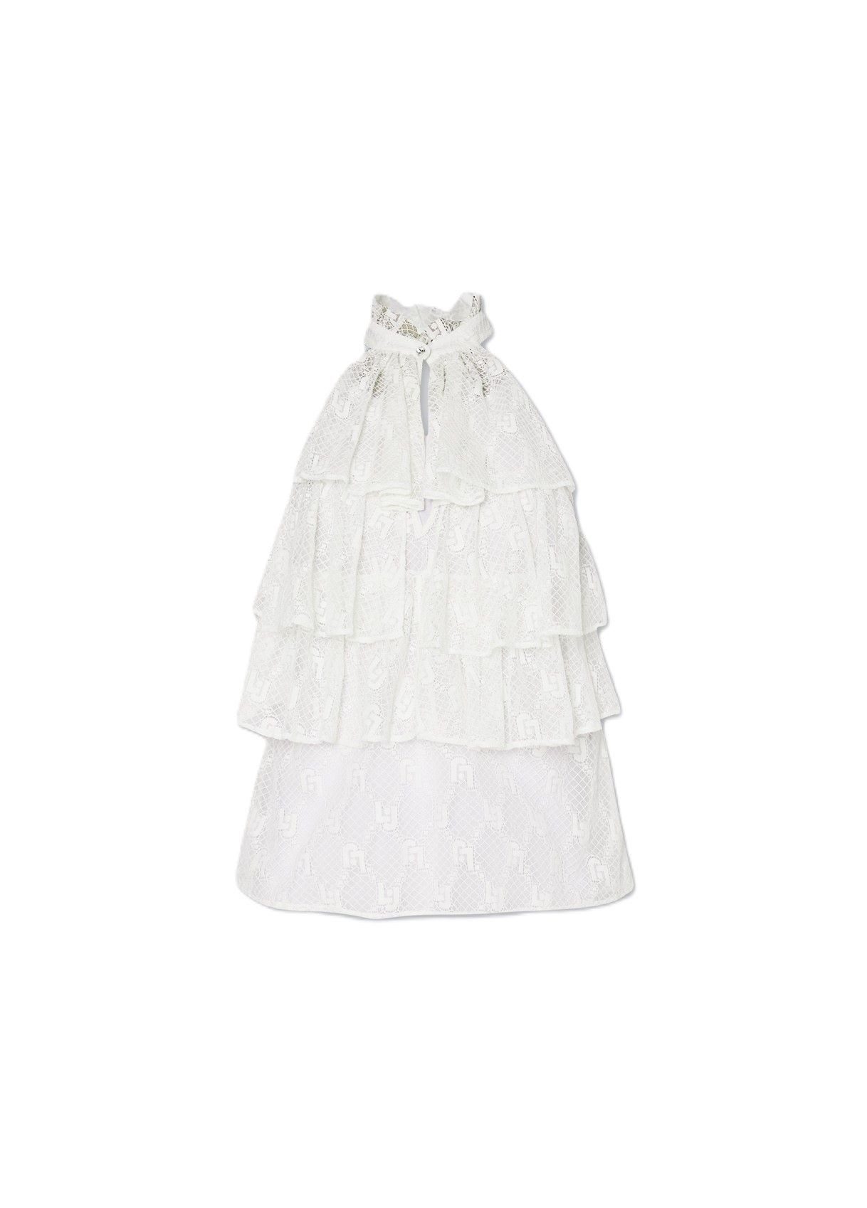Neckholdertop - Mesh Top - Ärmelloses Rüschen Top - festliches Neckholdertop
