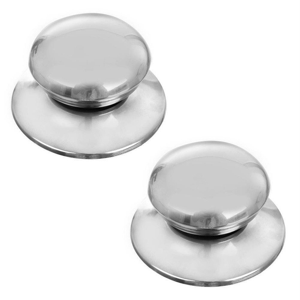 Orion Group Deckelgriff rund universal aus Edelstahl (2-St., 2er-Set Deckelgriffe), 6,5 cm Durchmesser, mit Schrauben