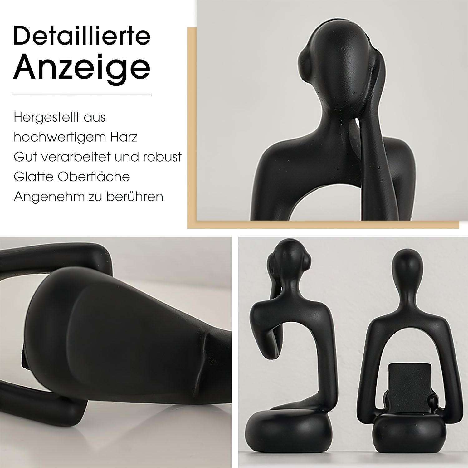 SURFOU Dekofigur 3 Stück Denker Statue Decorations für Wohnzimmer Regal Dekor Akzente (Bürodekoration Tischdekoration Bücherregal Esstisch und Büro), Akzente Mo – Bild 4 von 5