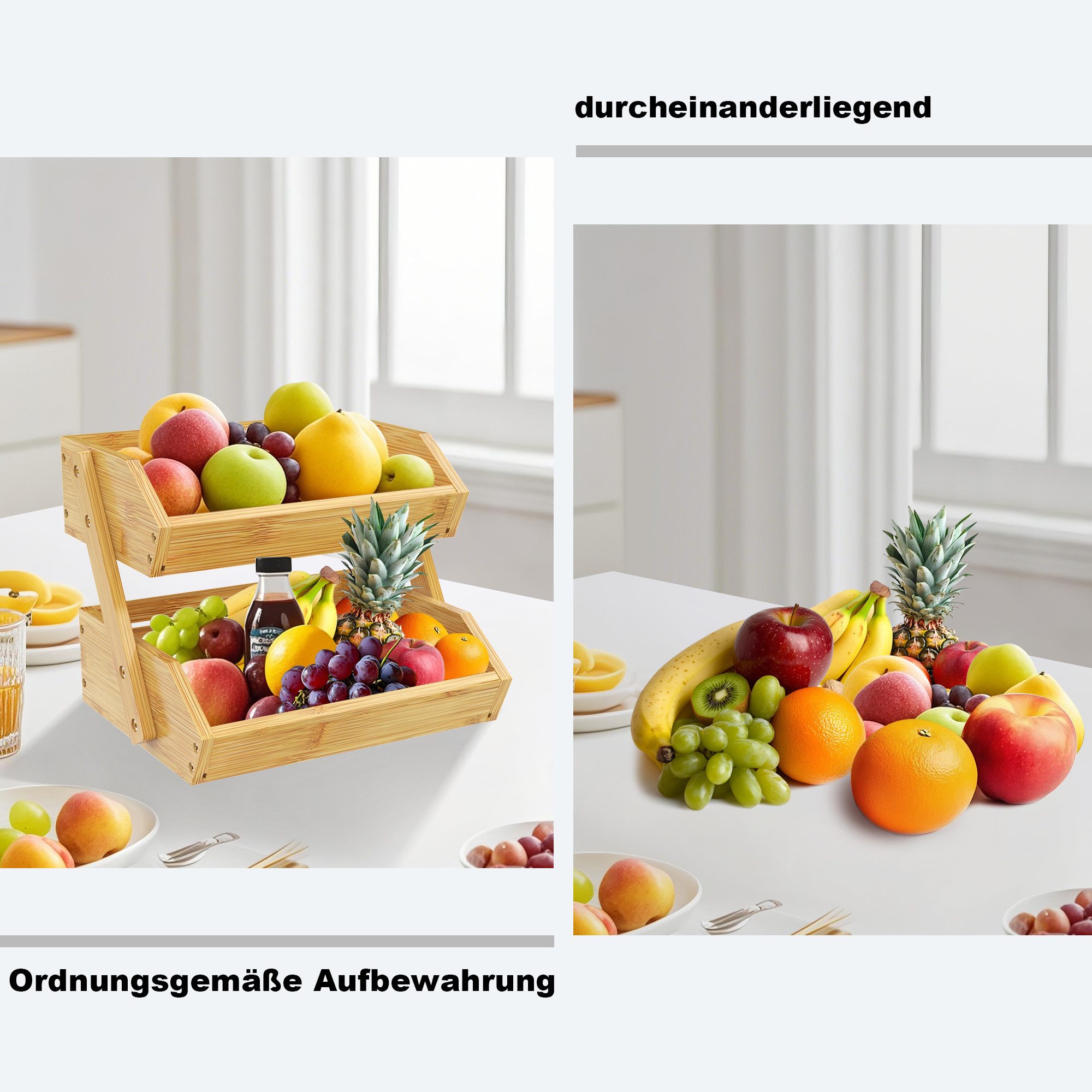 AdelDream Obstschale Bambus-Obstkorb,Servierkorb, Obstschale und Snack-Ausstellungsständer