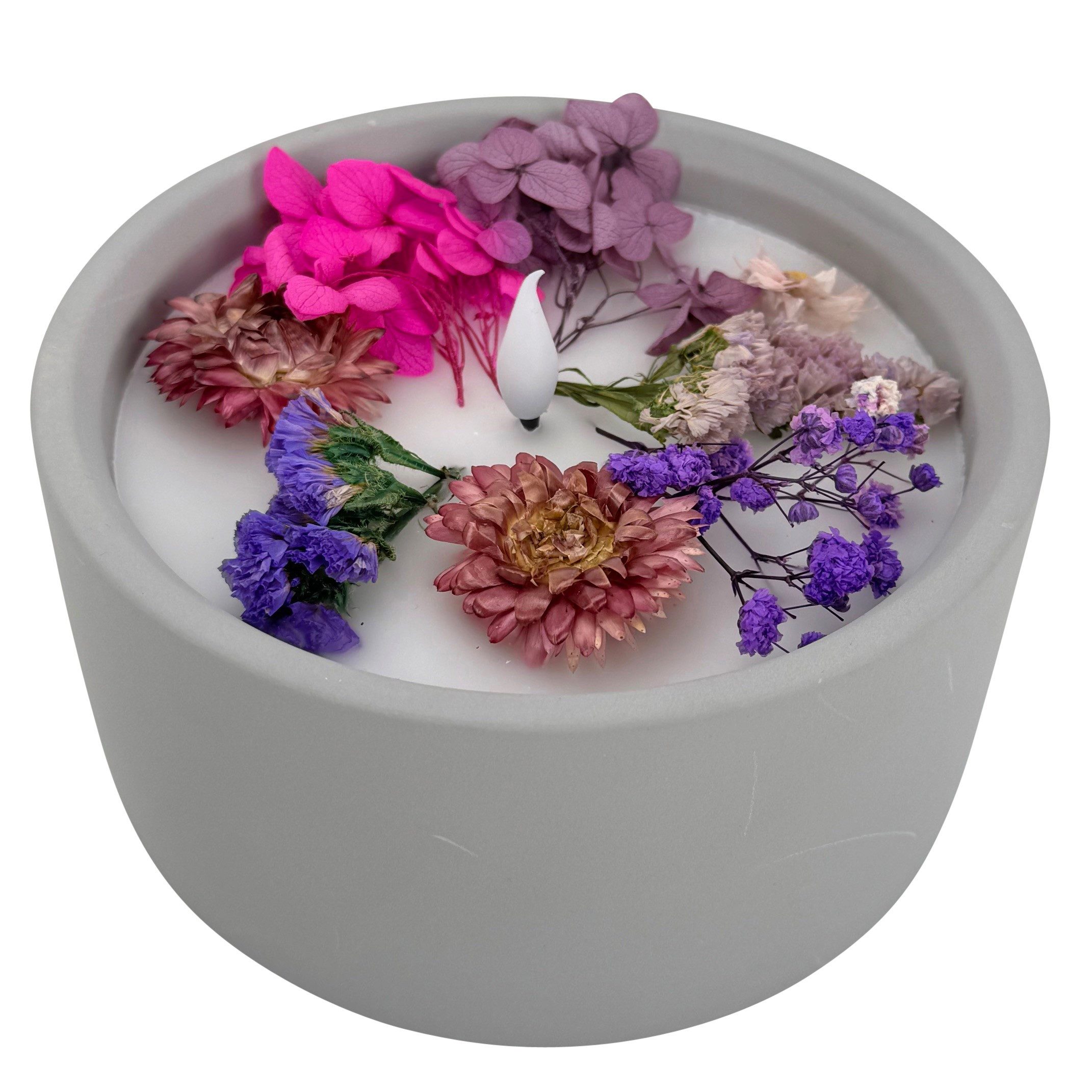 Online-Fuchs LED-Kerze aus Echtwachs mit Trockenblumen günstig online kaufen