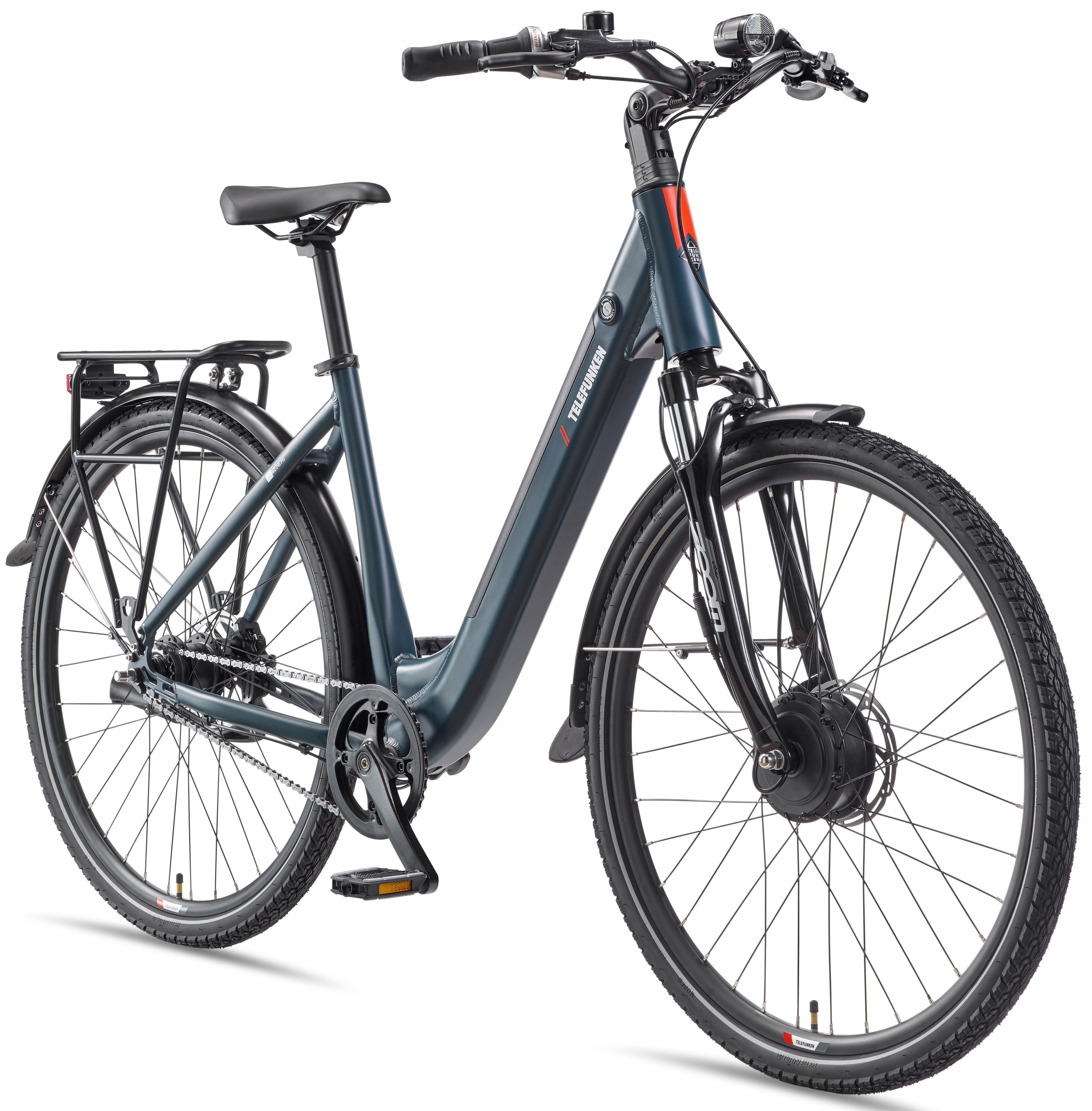 Telefunken E-Bike Cityrad Multitalent RC675, 7 Gang Shimano Nexus Schaltwerk, Nabenschaltung, Frontmotor, 489,6 Wh, Pedelec, Elektrofahrrad, Damen u. Herren, Scheibenbremsen, 28 Zoll