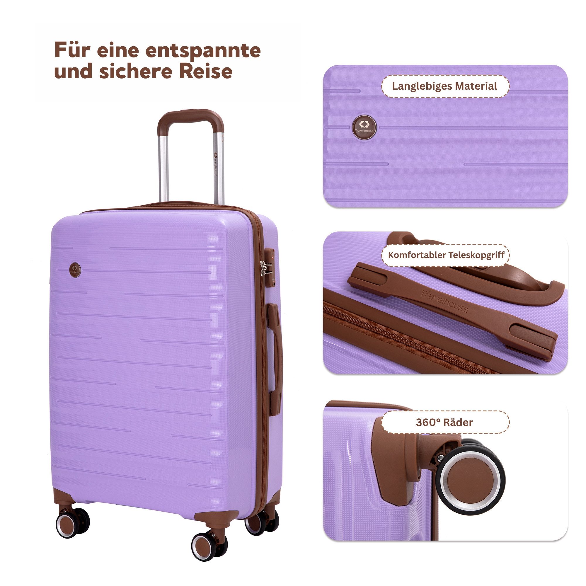 Travelhouse Trolleyset Ascona, 4 Rollen, (Spar-Set, 5 tlg., Hartschalen Trolley-Set 5-teilig)