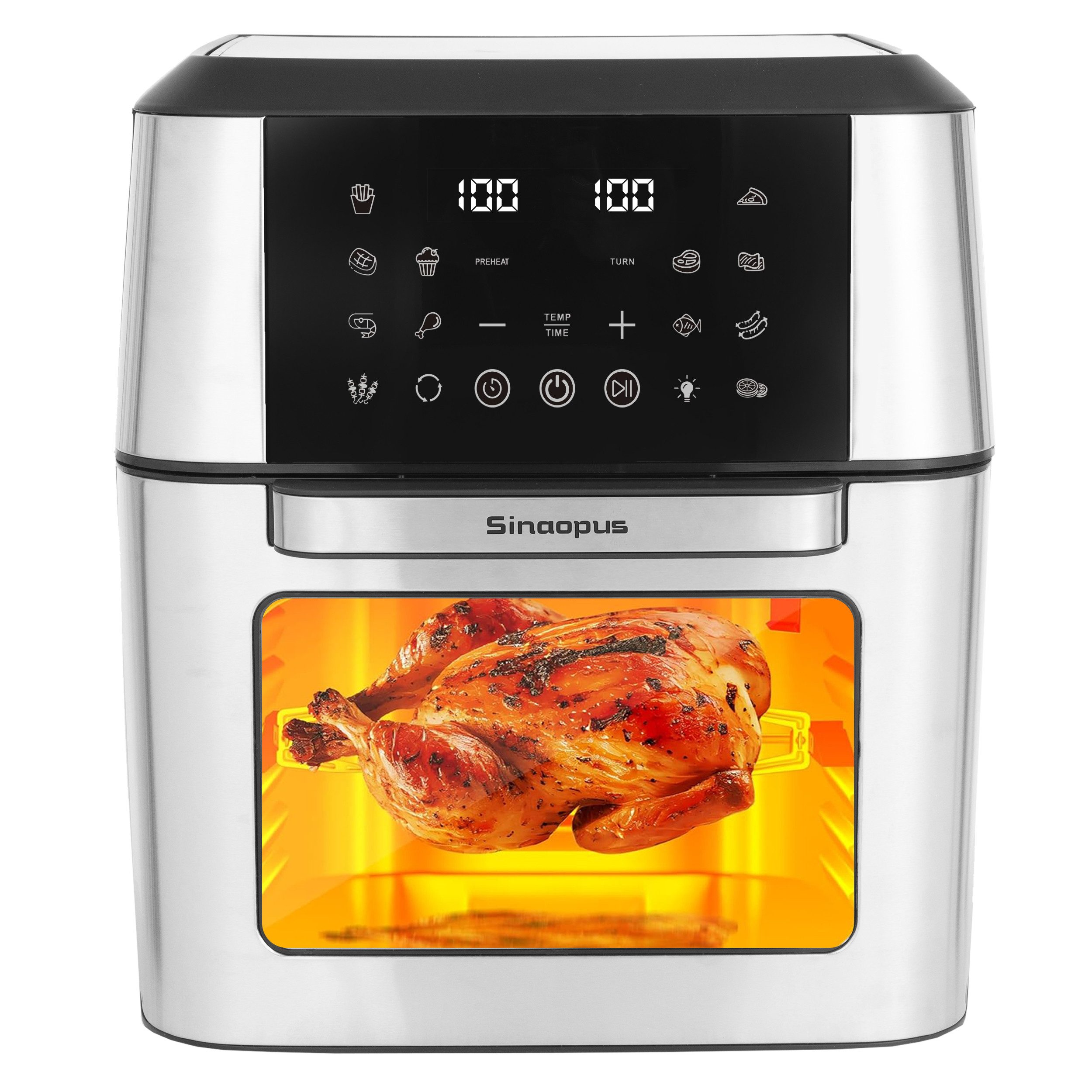 TAB Heißluftfritteuse K-1280, Fritteuse 12.8L, XXL, Minibackofen mit Zubehör, LED-Display, 2000,00 W, weniger Öl, Heißluftfritteuse und Mini-Backofen in einem