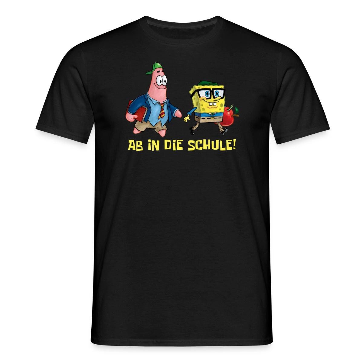 Spreadshirt T-Shirt Spongebob Schwammkopf Mit Patrick Ab In Die Schule Männer T-Shirt (1-tlg)