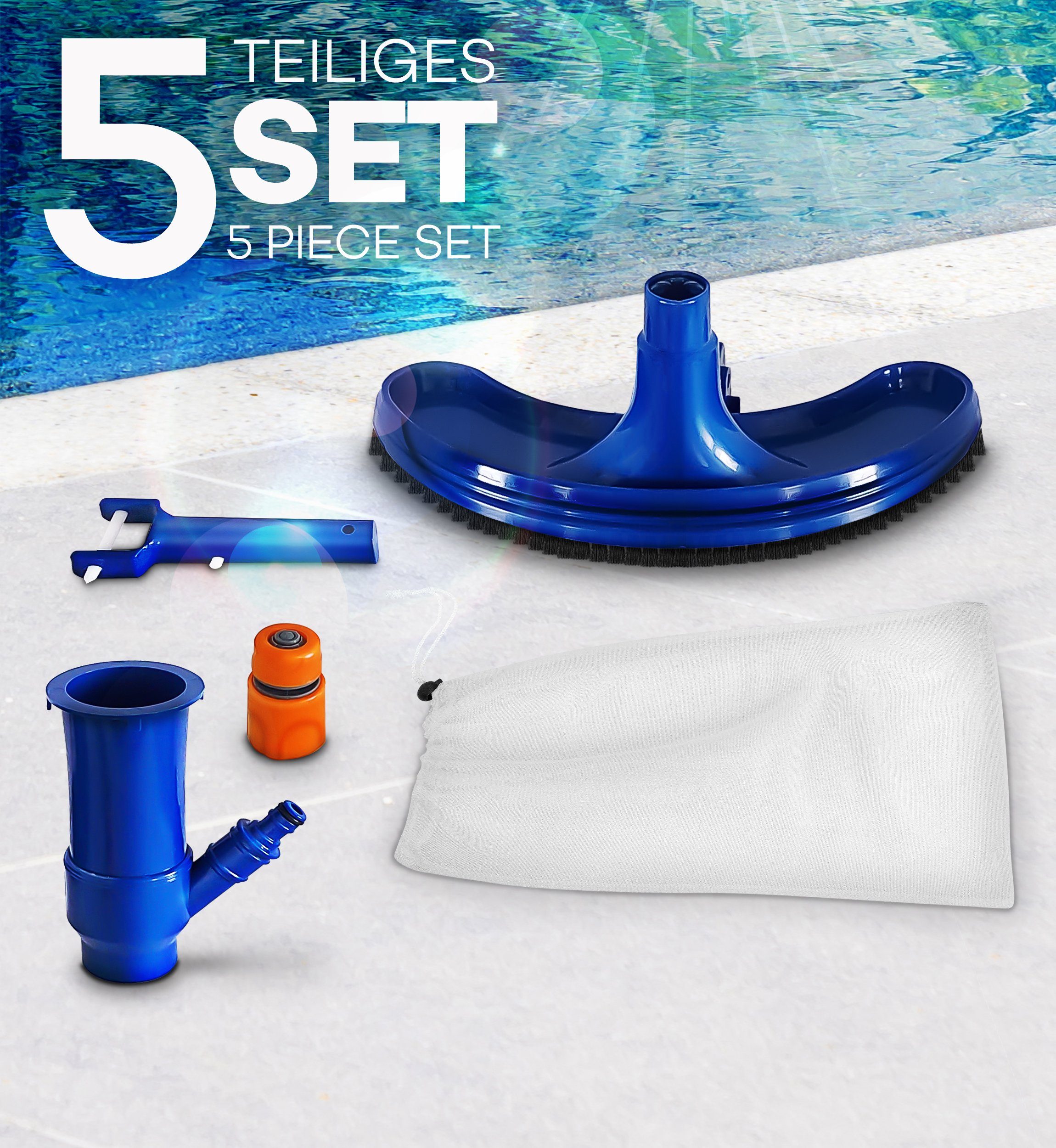 tillvex Poolbodensauger Pool Bodensauger Set, Poolsauger mit Saugbürste Teleskopstange