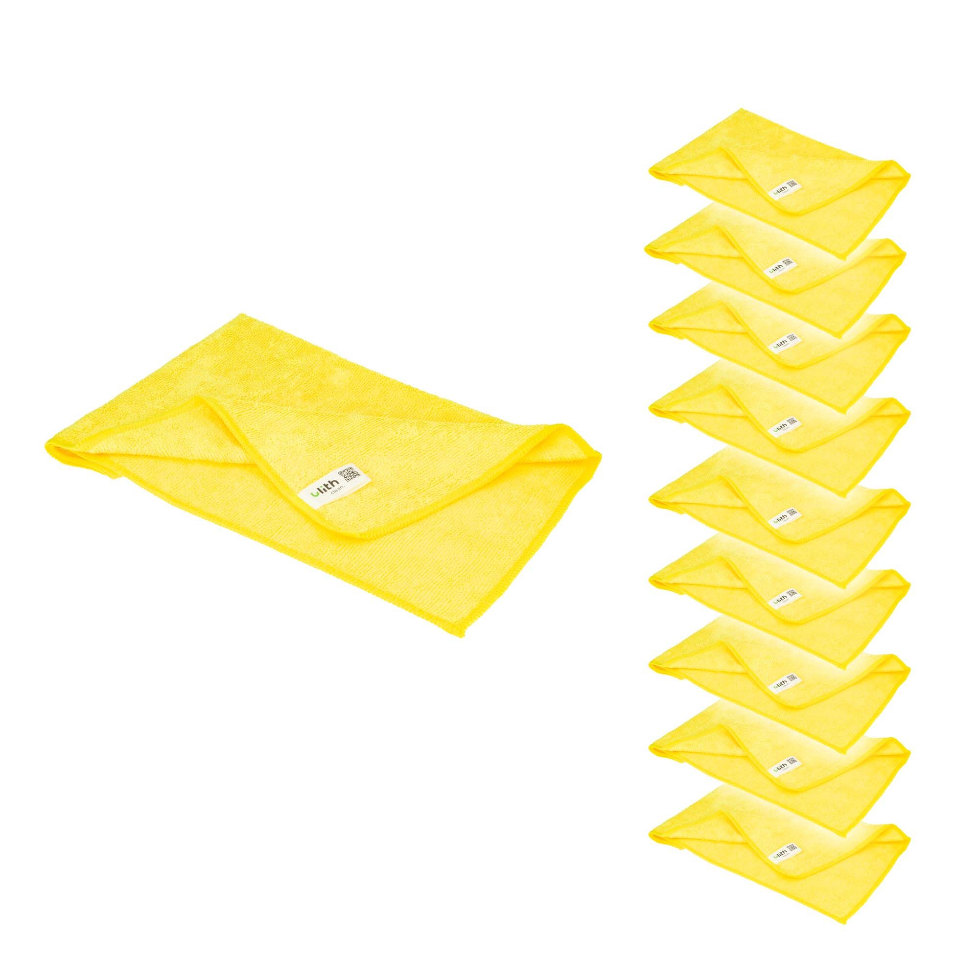 Ulith Clean-Basic Microfasertuch (10 Stück), 40 x 40 cm, Gelb, 210 GSM Mikrofasertuch