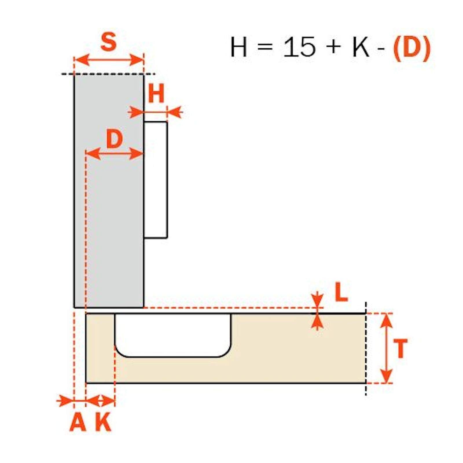 Salice Möbelbeschlag 2 Stück Salice Topfband Serie 200 S200 Dämpfung 155° Bohrbil (2 St), Bohrbild T45 Nickel matt MPL Exzenter H6 Schrankscharnier