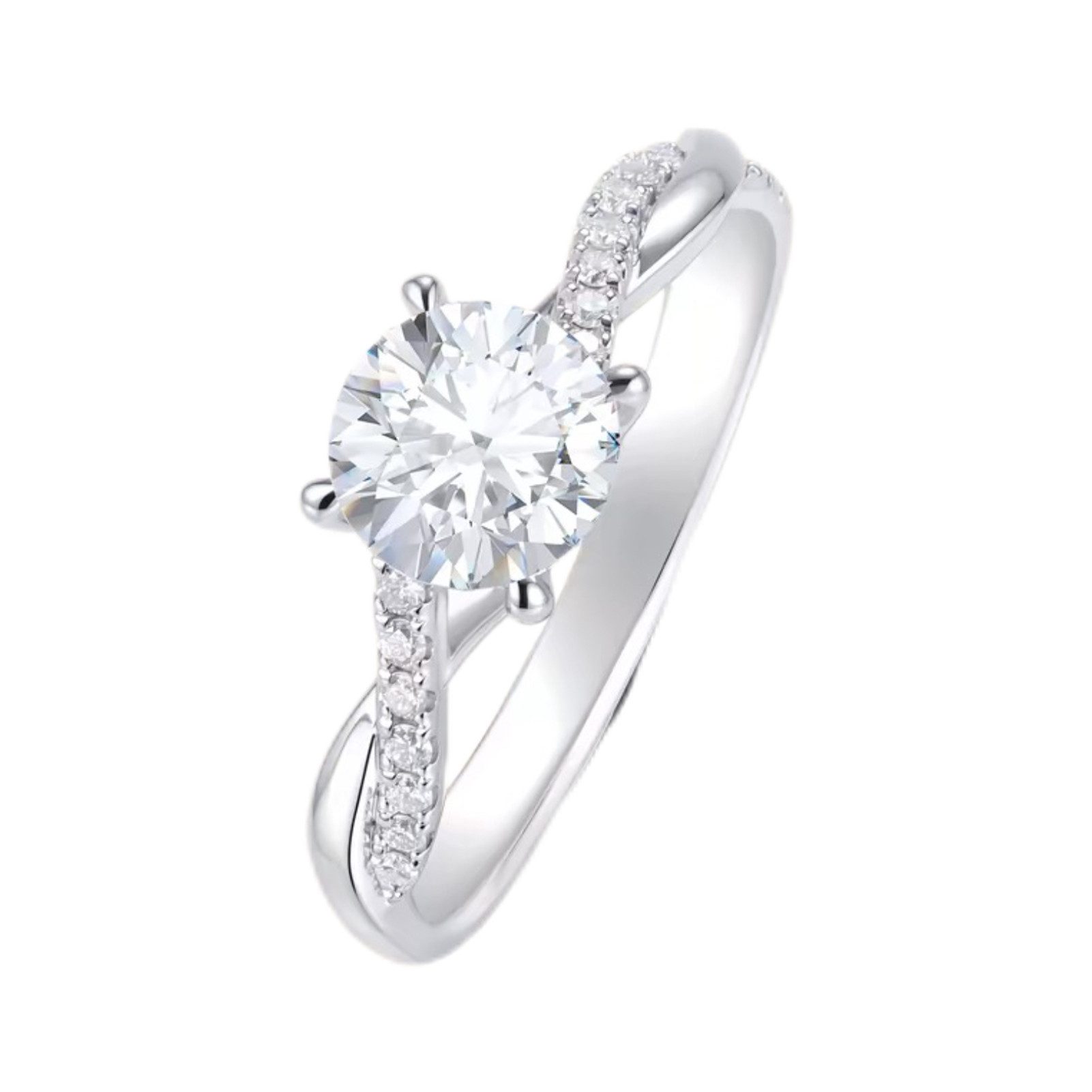 Jumpeak Diamantring Klassischer Damen-Diamantring, 1ct/2ct,D,VS1 runder Diamantring, 585er Gold, Verlobungsring, Geschenk zum Jahrestag,Geburtstagsgeschenk
