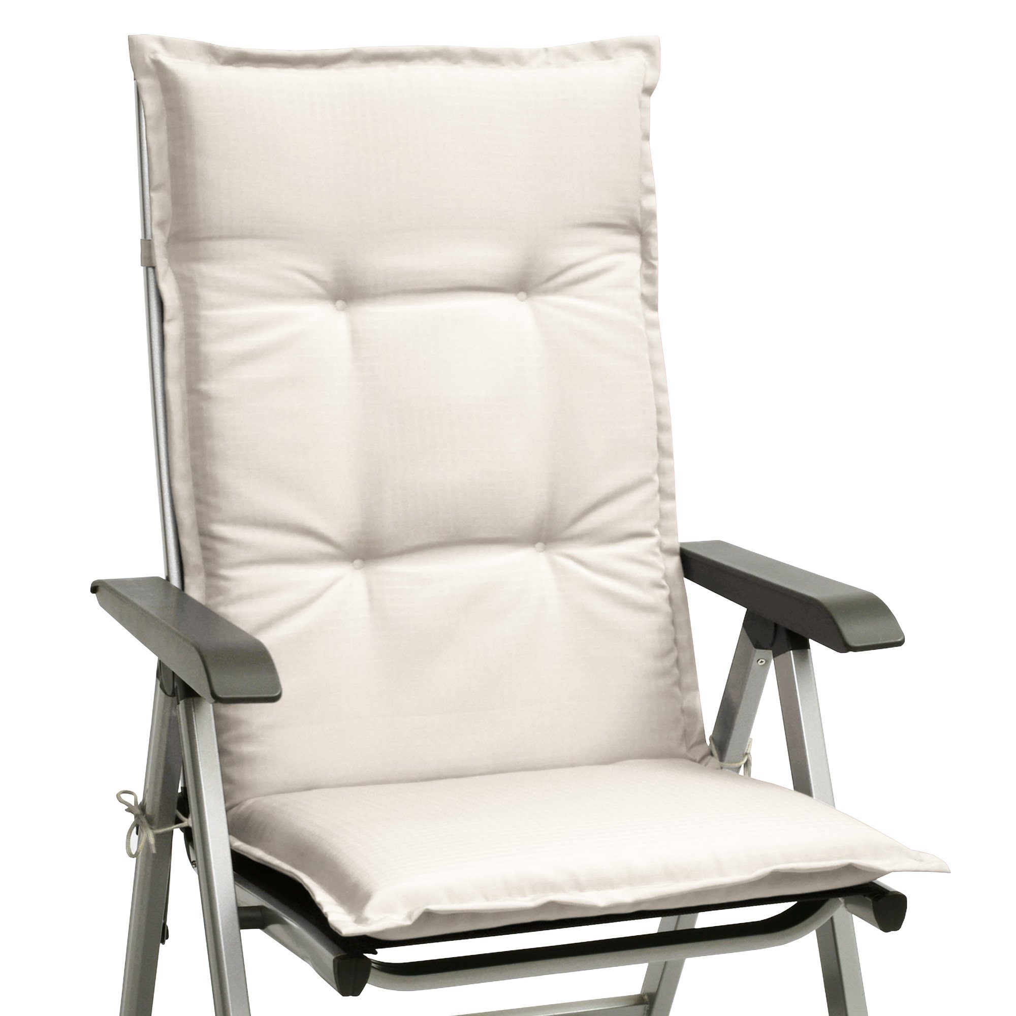 Garten Hochlehner Sitzpolster Stuhlauflage Sitzauflage 120x50cm Grau gemustert 