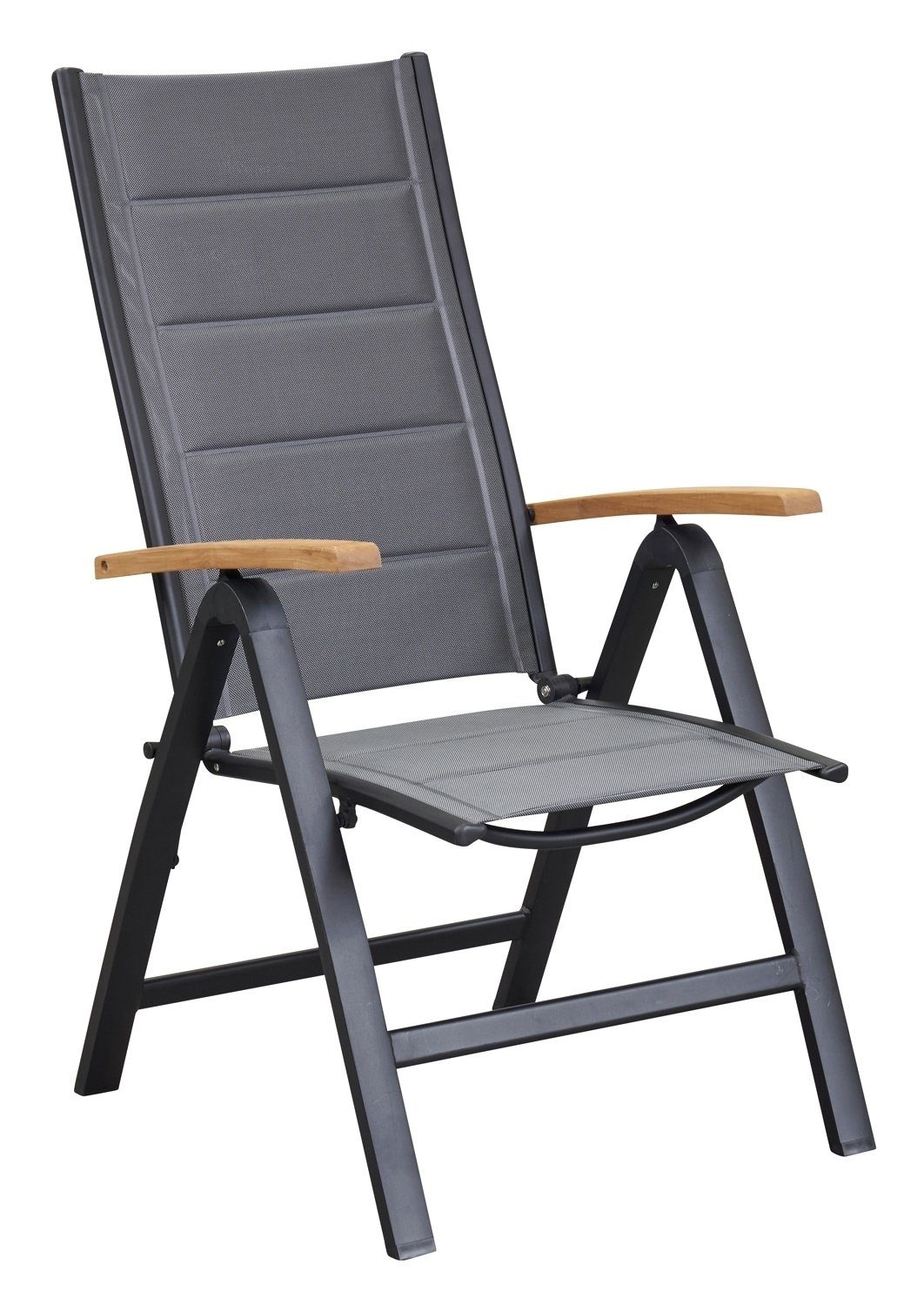 Outdoor Gartenstuhl UNICAMO, Aluminium, Schwarz, Anthrazit, klappbar, Texti günstig online kaufen