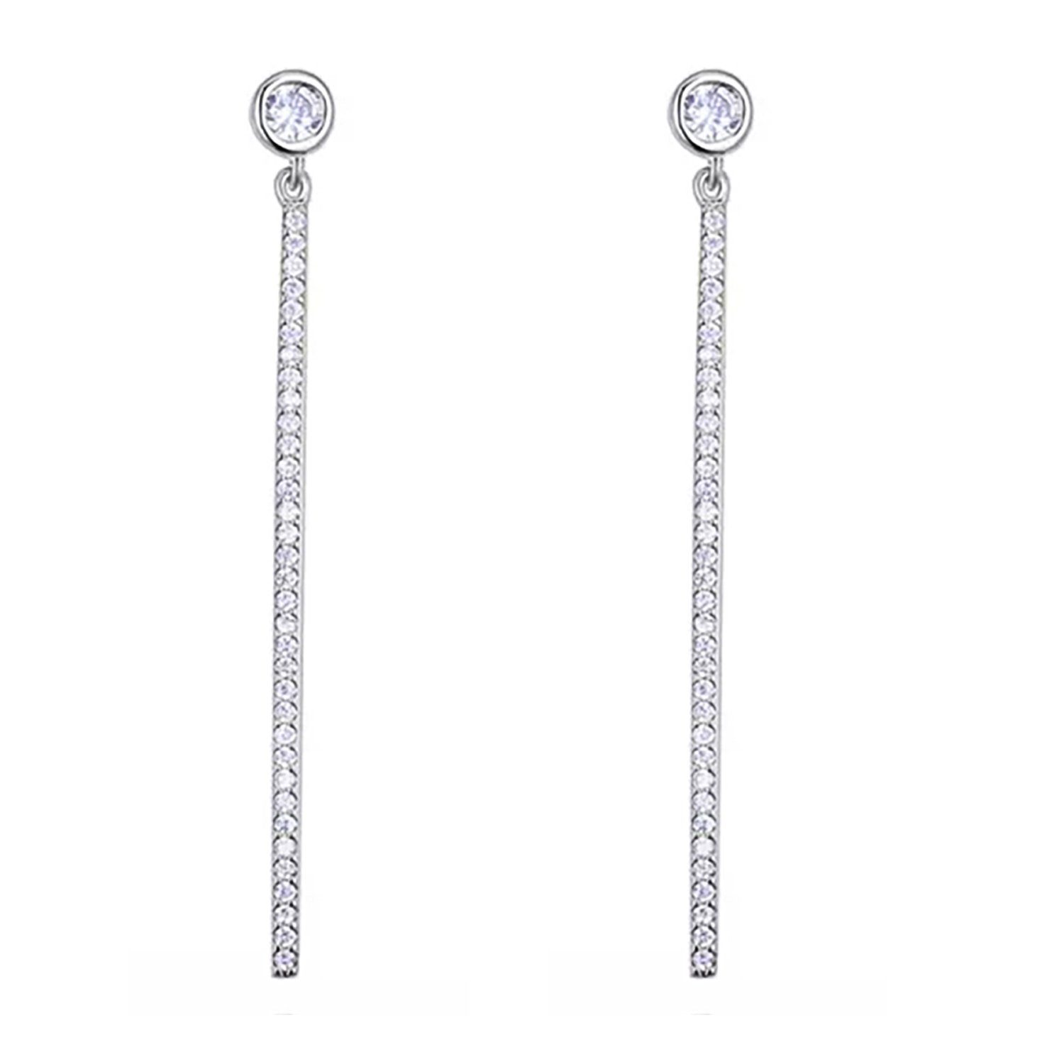 LÖB Paar Ohrstecker Damen Ohrstecker Steinchen für Minimalistisch Stab Zirkonia Hängend (Geschenke Weihnachten zum Strass Brautschmuck Lang Modern Steine Silber Stecker Weihnachtsgeschenke), Geburtstag Glitzer Frauen Freundin Ohrringe