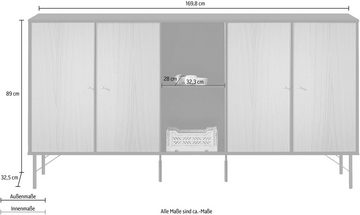 Hammel Furniture Sideboard Mistral Kubus, mit vier Türen und Metall Füße, Breite: 169,8 cm