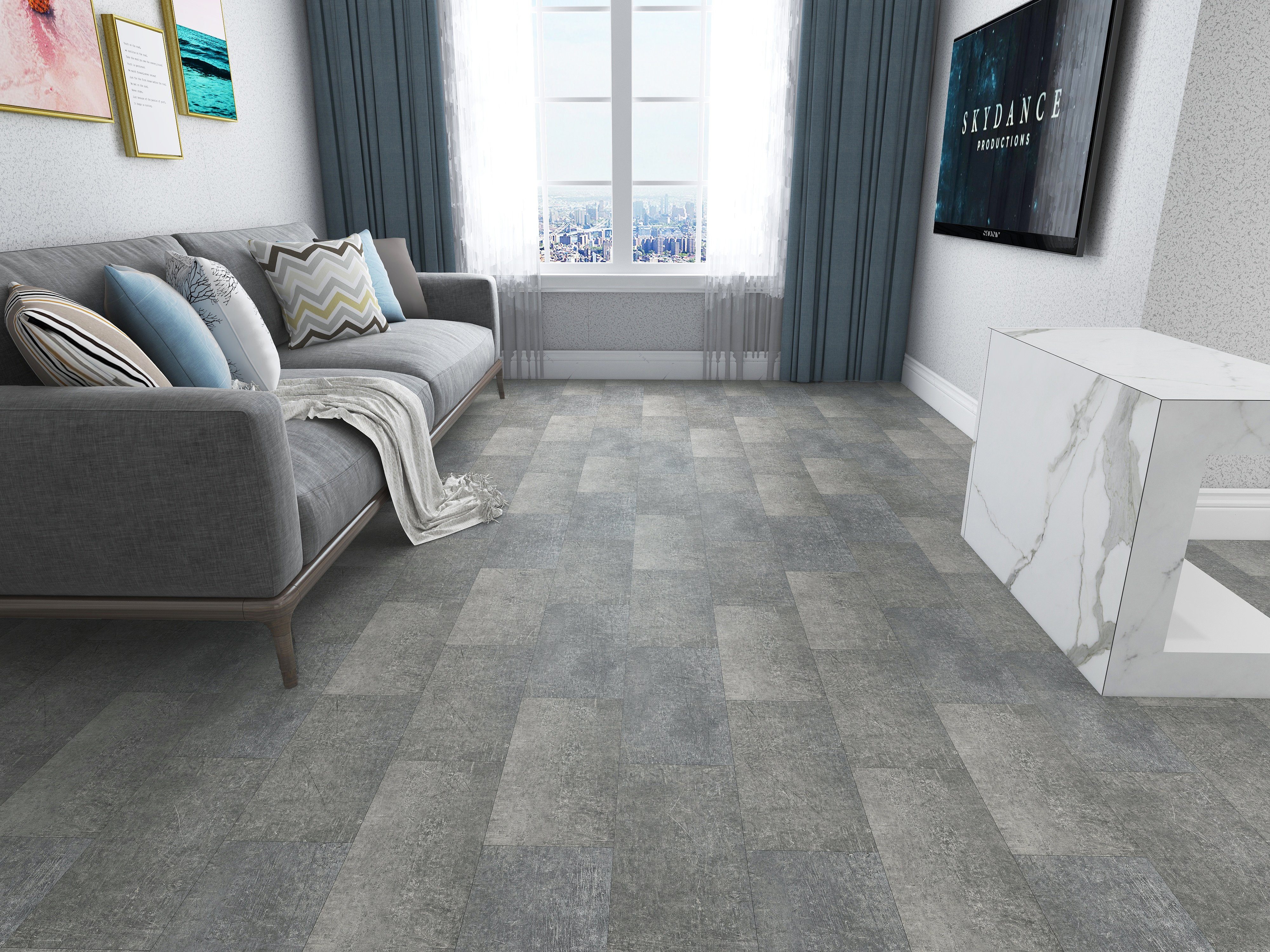 Endorphin Vinylboden Vinylboden selbstklebend in Betonoptik Dunkelgrau 2,97qm, selbstklebend, aus recyceltem Material, mit fühlbarer Oberfläche