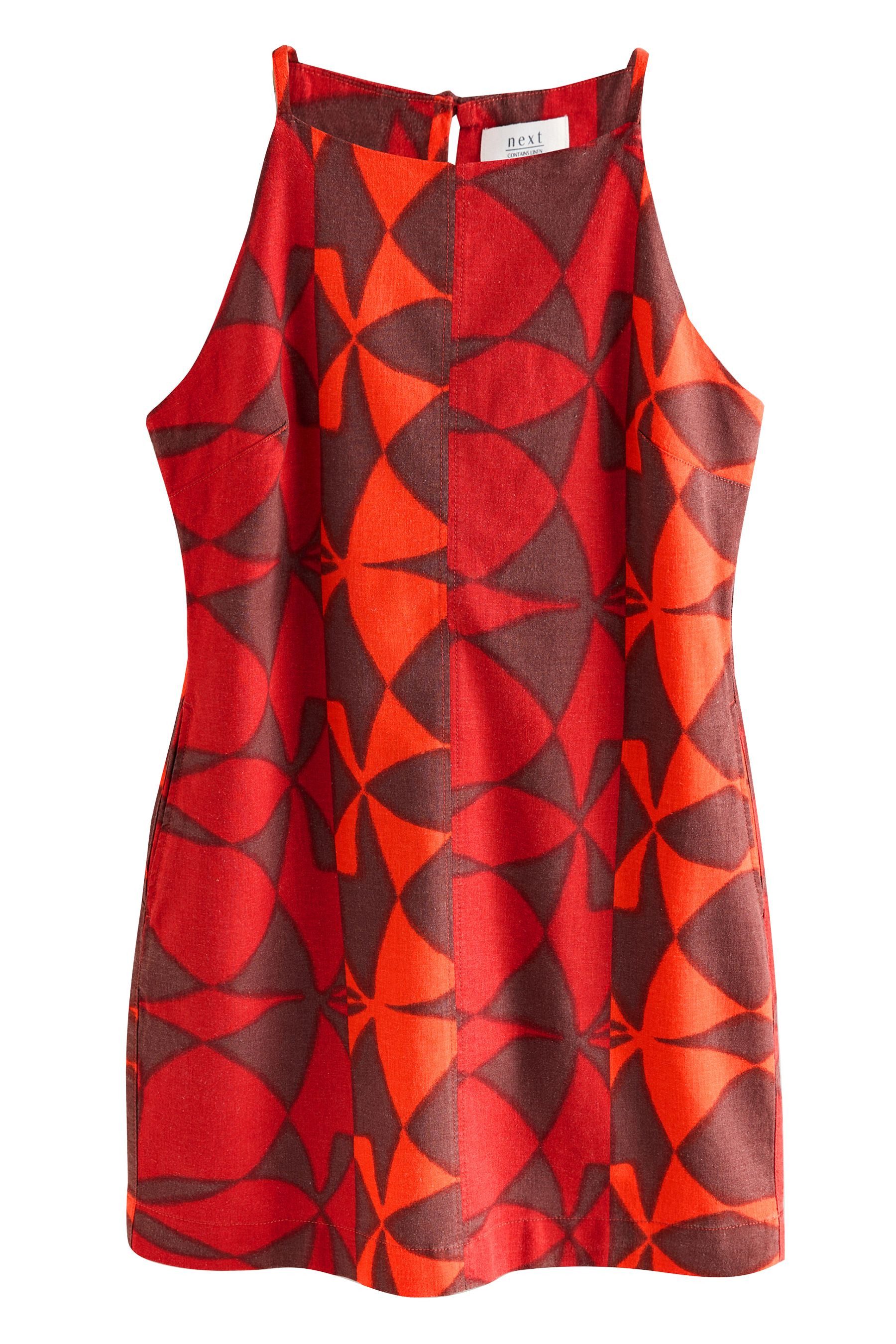 Minikleid Ärmelloses Mini-Stretchkleid aus Leinengemisch