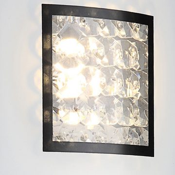 Globo LED Wandleuchte, LED-Leuchtmittel fest verbaut, Warmweiß, 10 Watt LED Wand Lampe Leuchte Beleuchtung Glas Chrom Kristalle