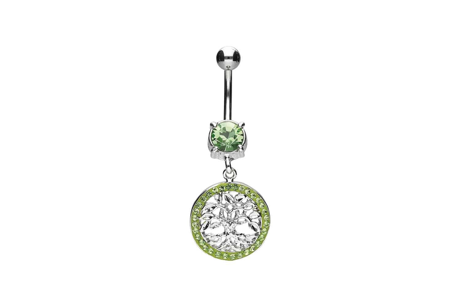 PIERCINGLINE Bauchnabelpiercing Chirurgenstahl Bananabell mit Brass-Design LEBENSBAUM (Bananabells, 1-tlg)
