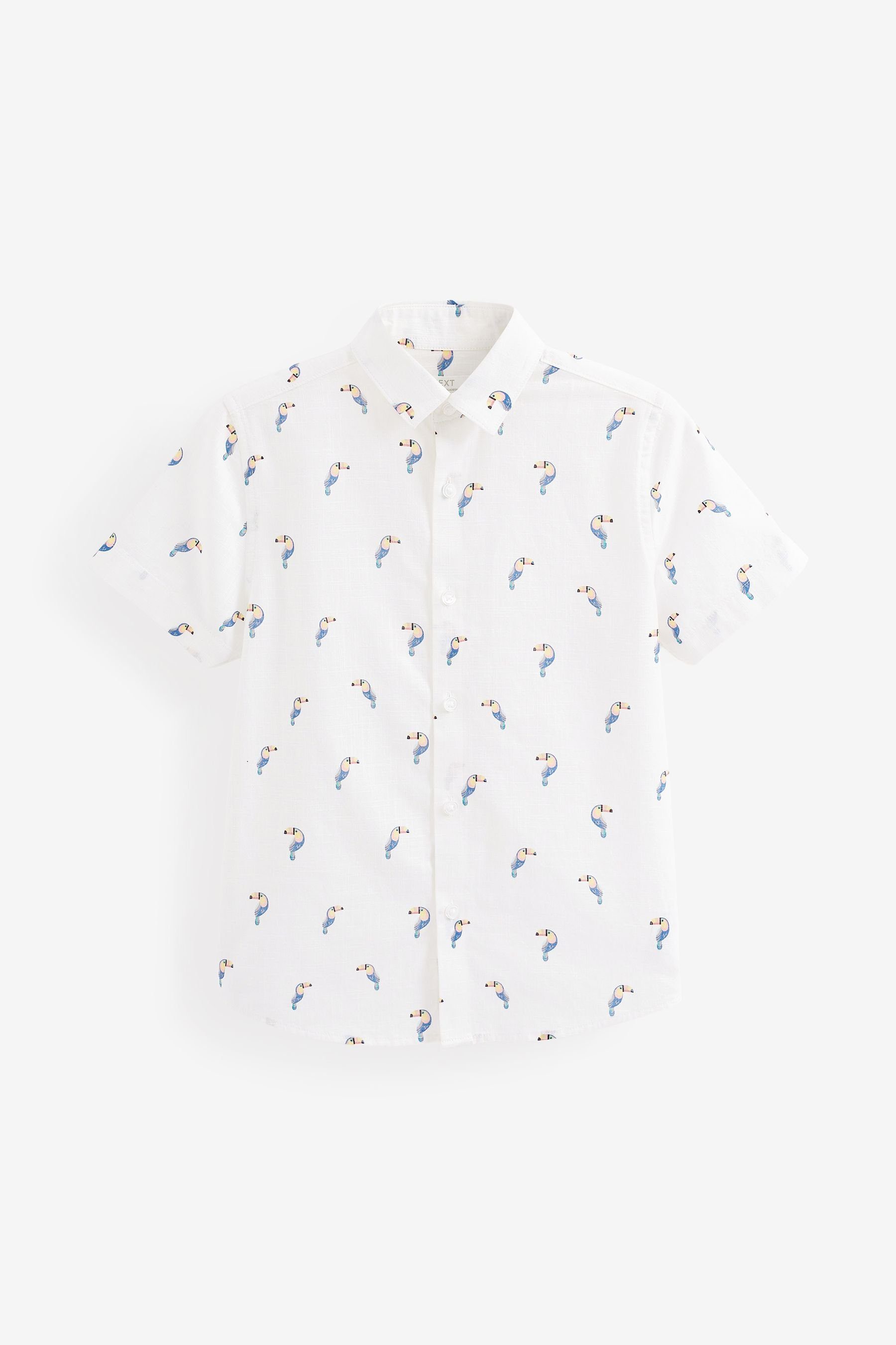 Next Kurzarmhemd Kurzarmhemd (1-tlg) White Toucan Print | Hemden