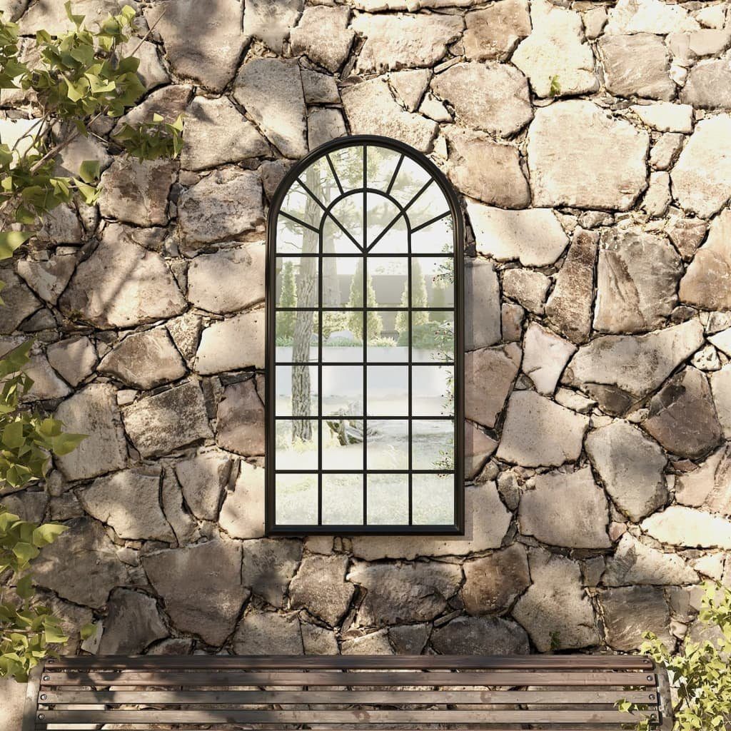 vidaXL Spiegel Gartenspiegel Schwarz 90x45 cm Eisen (1-St)