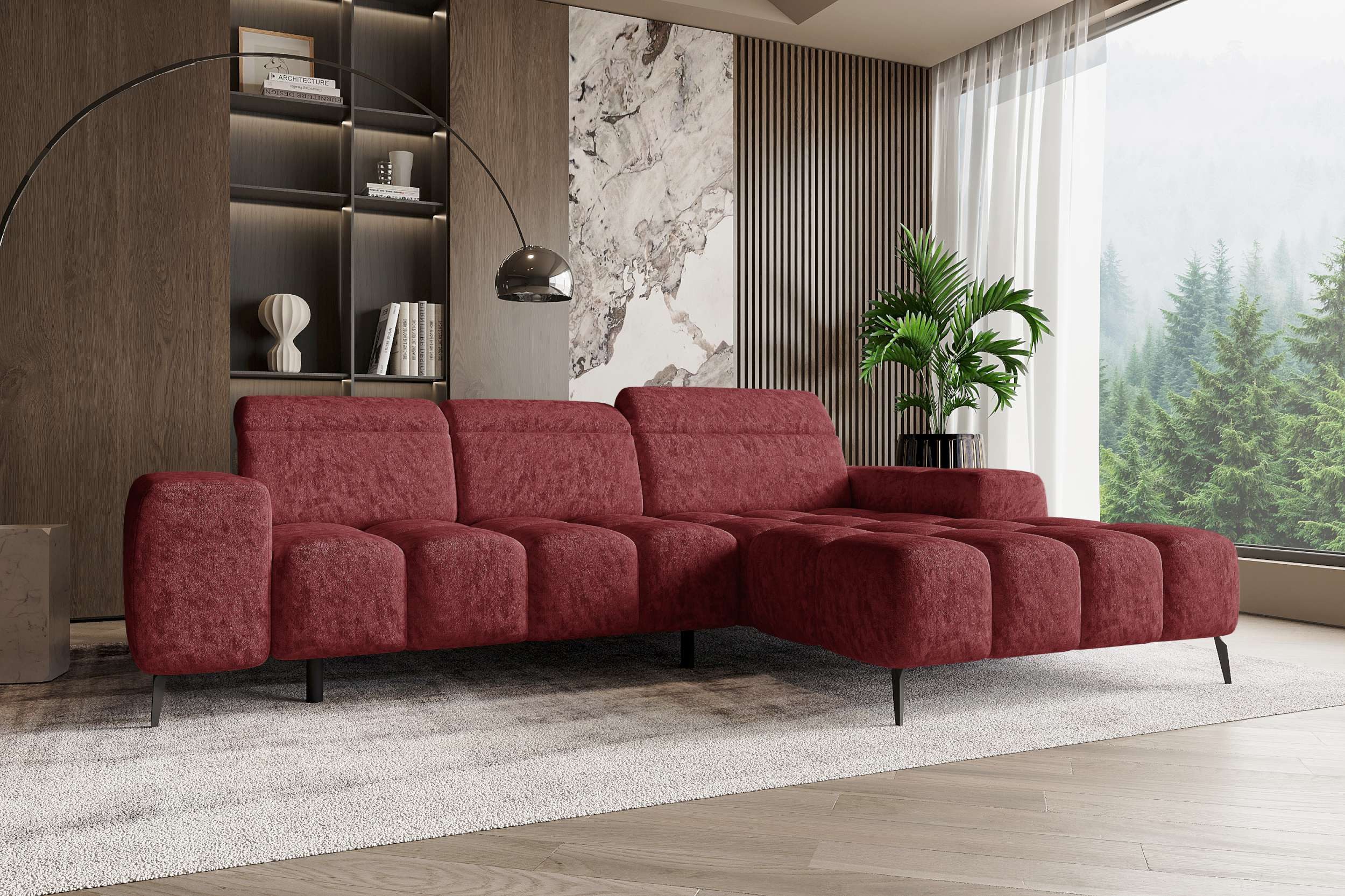 99rooms Ecksofa Milano, Sofa, L-Form, wählbar mit/ohne elektr. Sitztiefenverstellung, Chenille APHRODITE