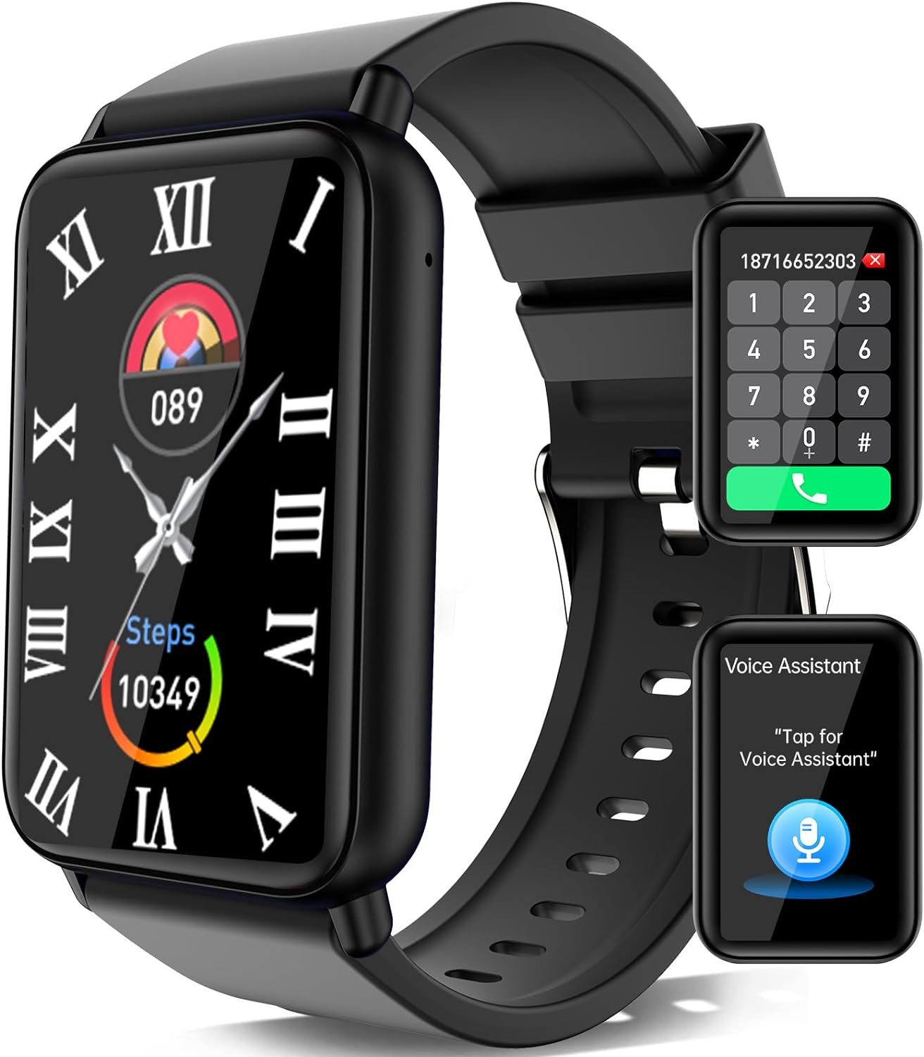 Marsyu Bluetooth Anrufunterstützung Smartwatch (1,57 Zoll, Android, iOS), mit Telefonfunktion, 130+ Sportmodi, Harnsäure,Blutfette, Herzfrequenz