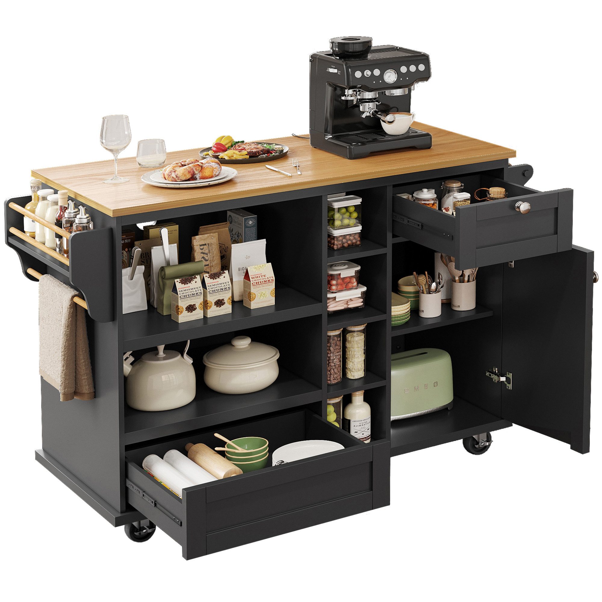 i@home Küchenwagen Esszimmerwagen,Speisewagen,schwarz, (Packung set), mit S günstig online kaufen