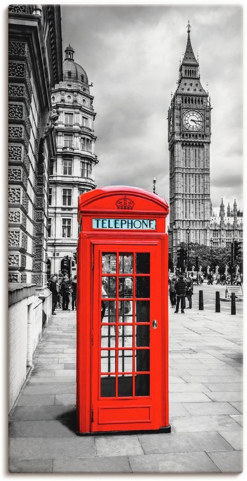 Artland Wandbild London Telefonzelle, Architektonische Elemente (1 St), als  Alubild, Leinwandbild, Wandaufkleber oder Poster in versch. Größen