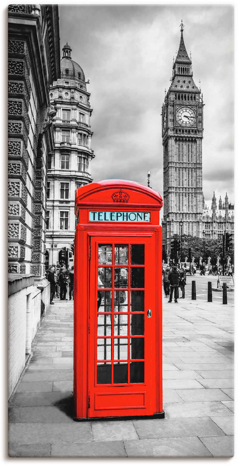 Artland Wandbild London Telefonzelle, Architektonische Elemente (1 St), als Alubild, Outdoorbild, Leinwandbild in verschied. Größen