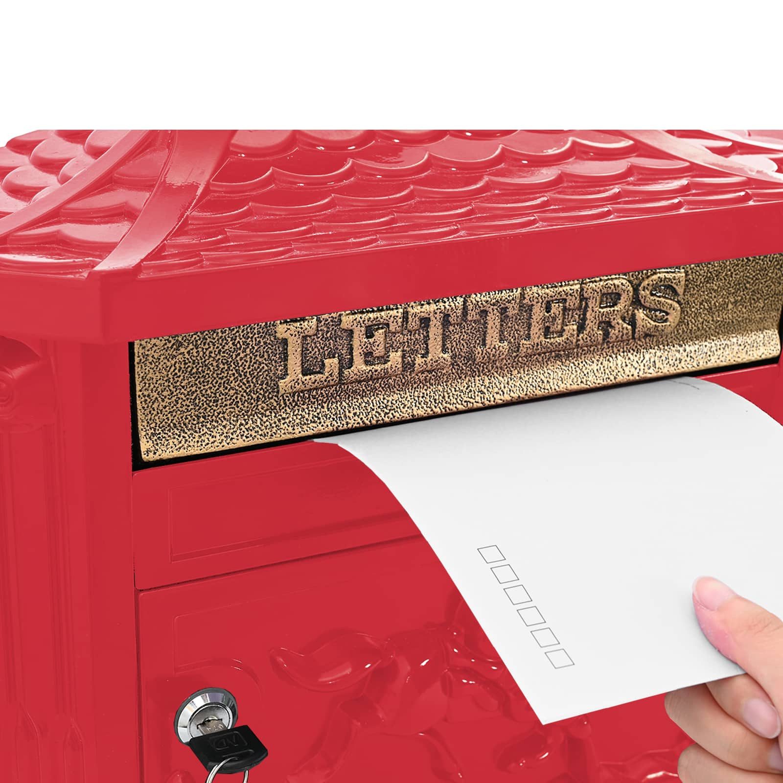 vidaXL Briefkasten Wandmontierter Briefkasten Rot 40,5 x 16 x 45 cm Gussaluminium (1-St)