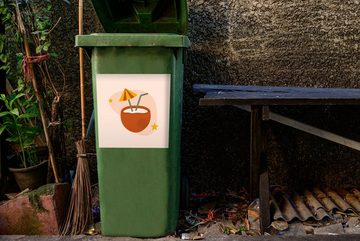 MuchoWow Wandsticker Kokosnuss - Sterne - Pastell (1 St), Mülleimer-aufkleber, Mülltonne, Sticker, Container, Abfalbehälter