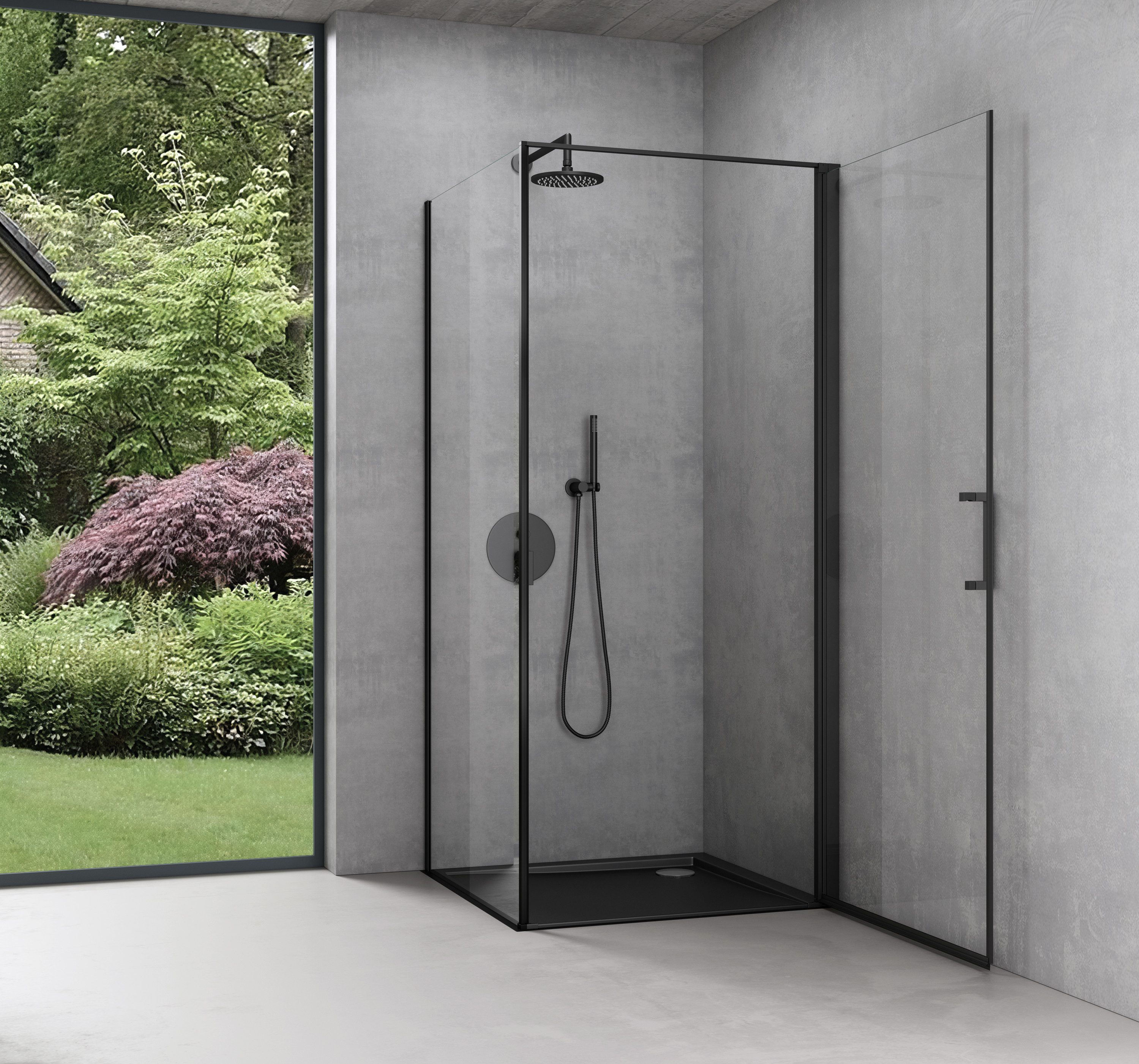 doporro corner shower enclosure, tempered safety glass with nano-coating, H: 195cm Rav36-P, WxD: 75x80 cm, single-pane safety glass
