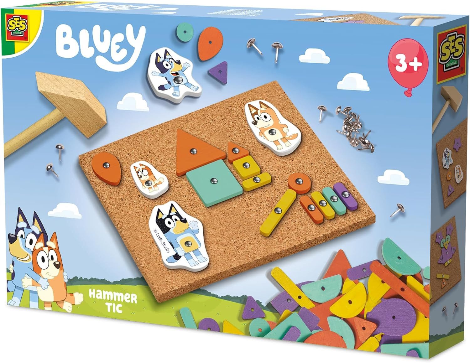 SES Creative Spiel SES Creative Hämmerchen Tick mit Bluey Holzformen ab 3 Jahren
