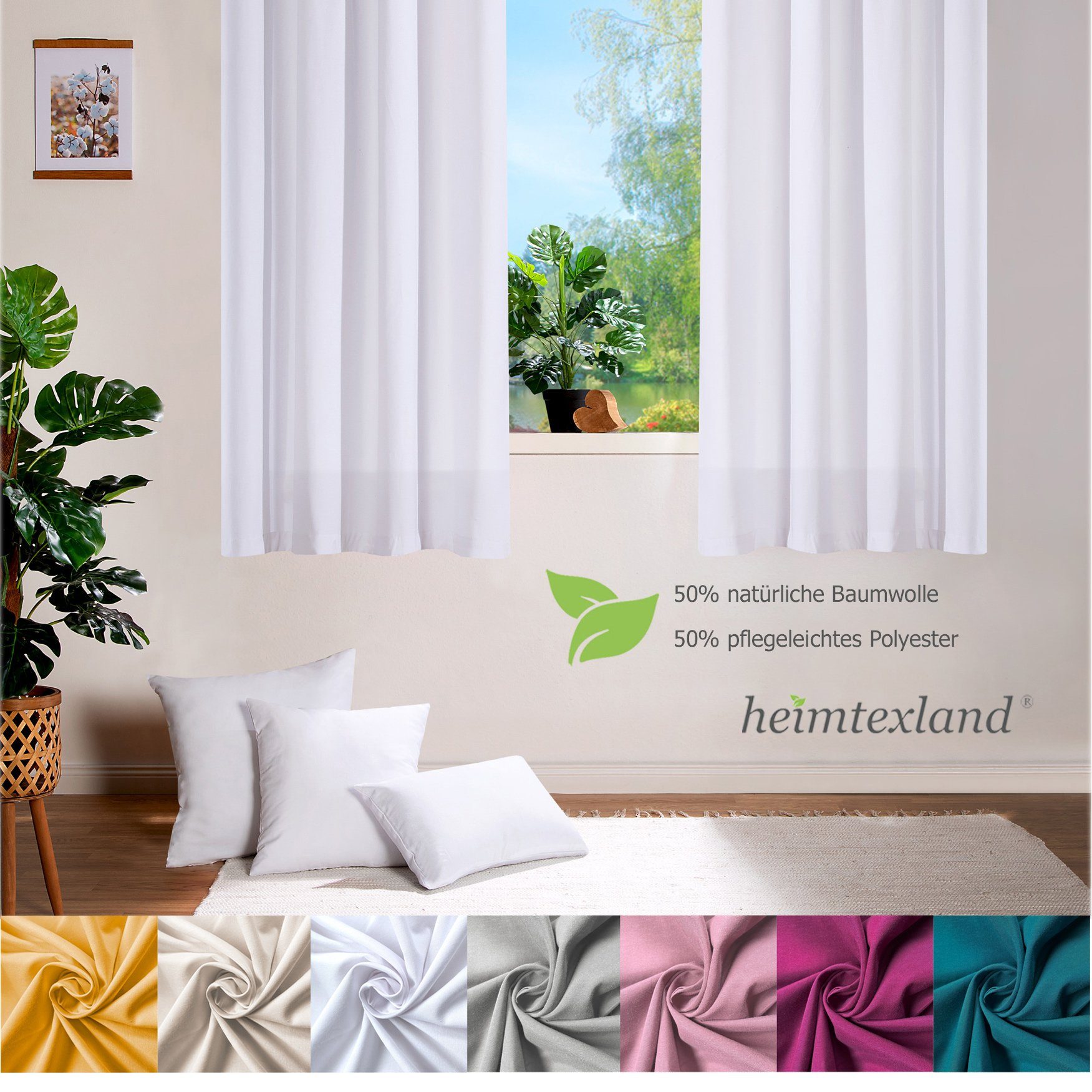 heimtexland Vorhang heimtexland ® Deko Vorhang Baumwolle Dekoschal Blickdicht Einfarbig (1 St), Ösen, blickdicht, Baumwoll-Gemisch, blickdicht – Bild 5 von 5
