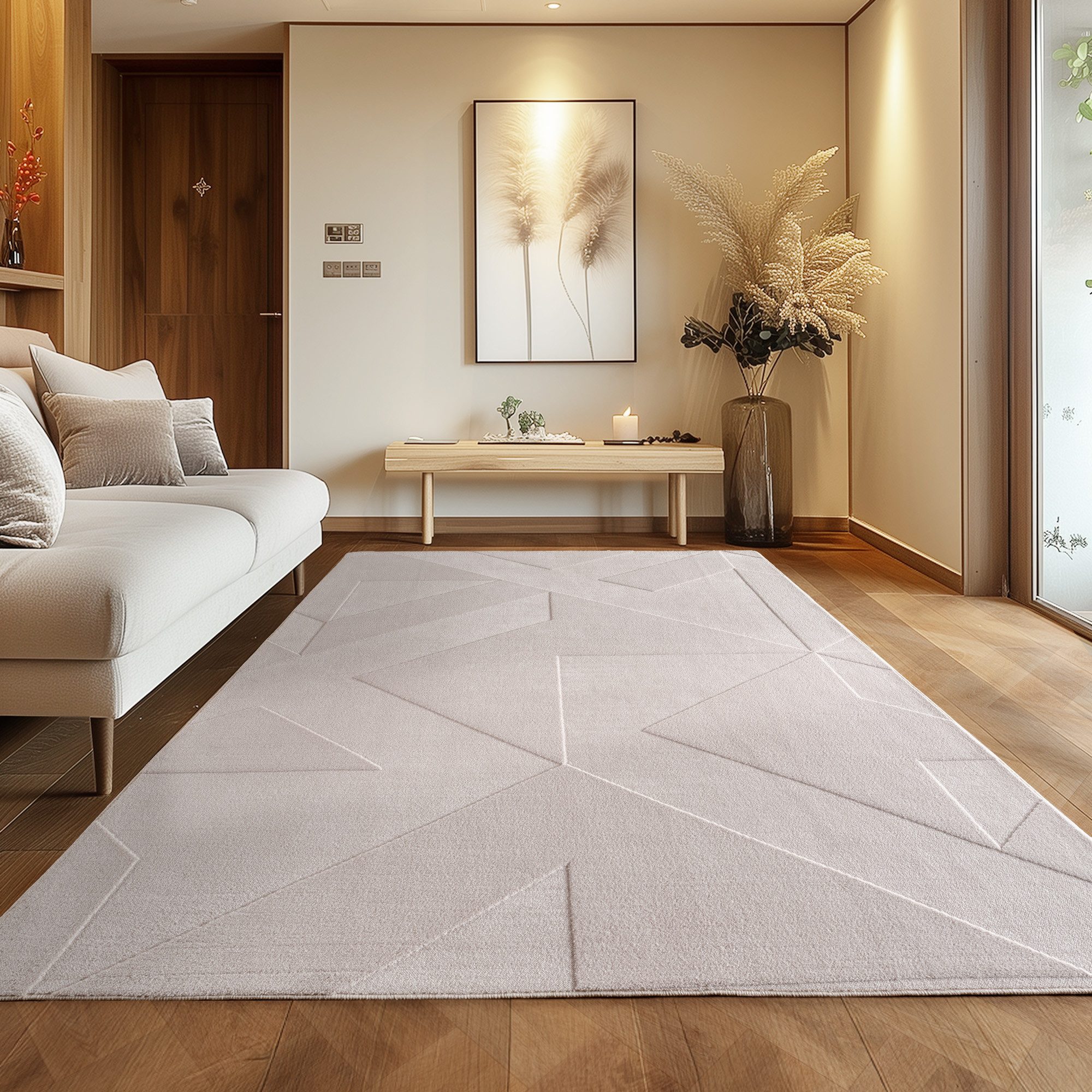Carpettex Designteppich Unicolor - Einfarbig, Rechteckig, Höhe: 12 mm, Kurzflorteppich Skandinavische Design Anti-Rutsch Rückseite Waschbar