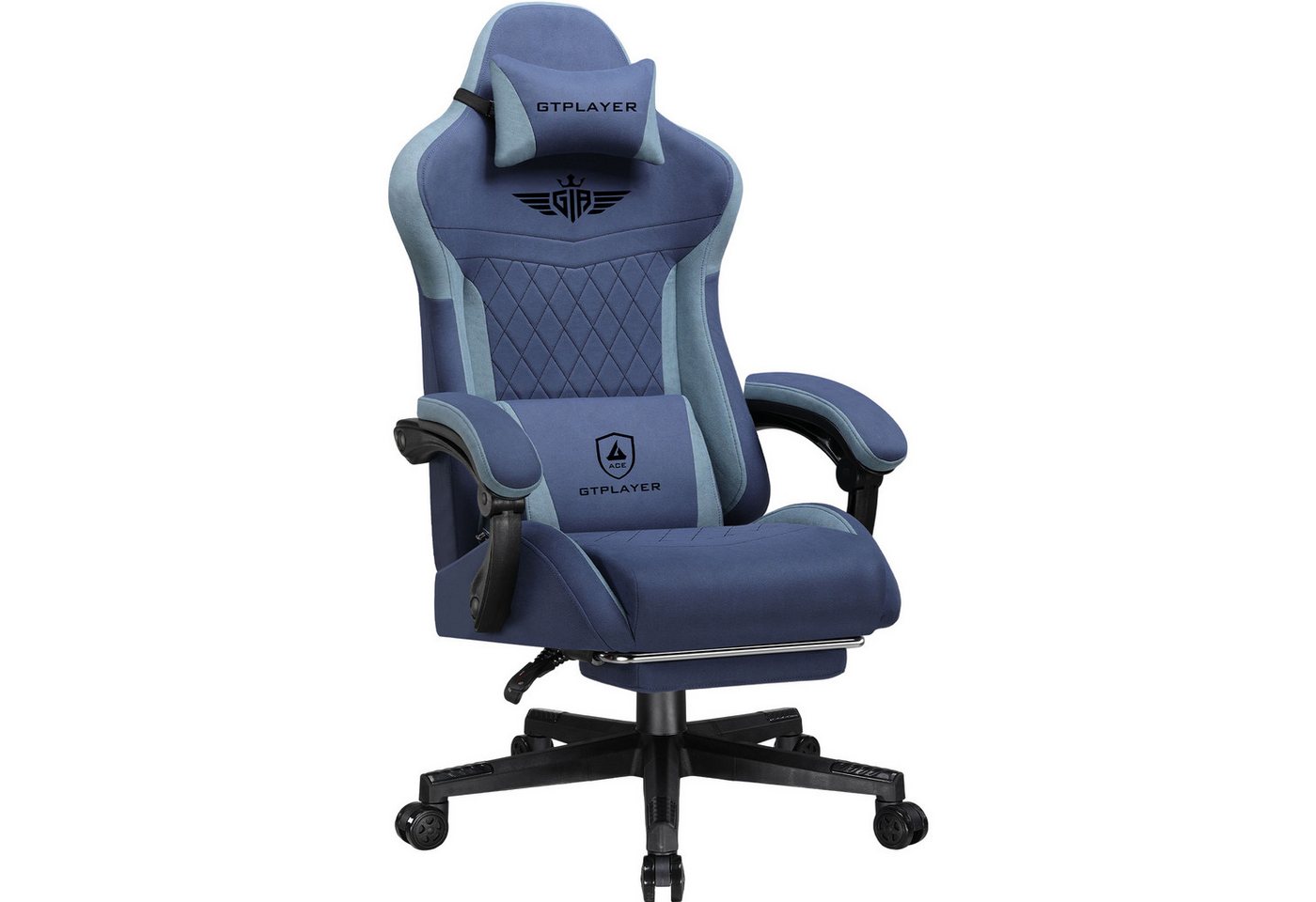 GTPLAYER Gaming-Stuhl Ergonomischer Gaming Sessel Schreibtischstuhl mit Stoffoberfläche (Pacekung), Federsitzkissen