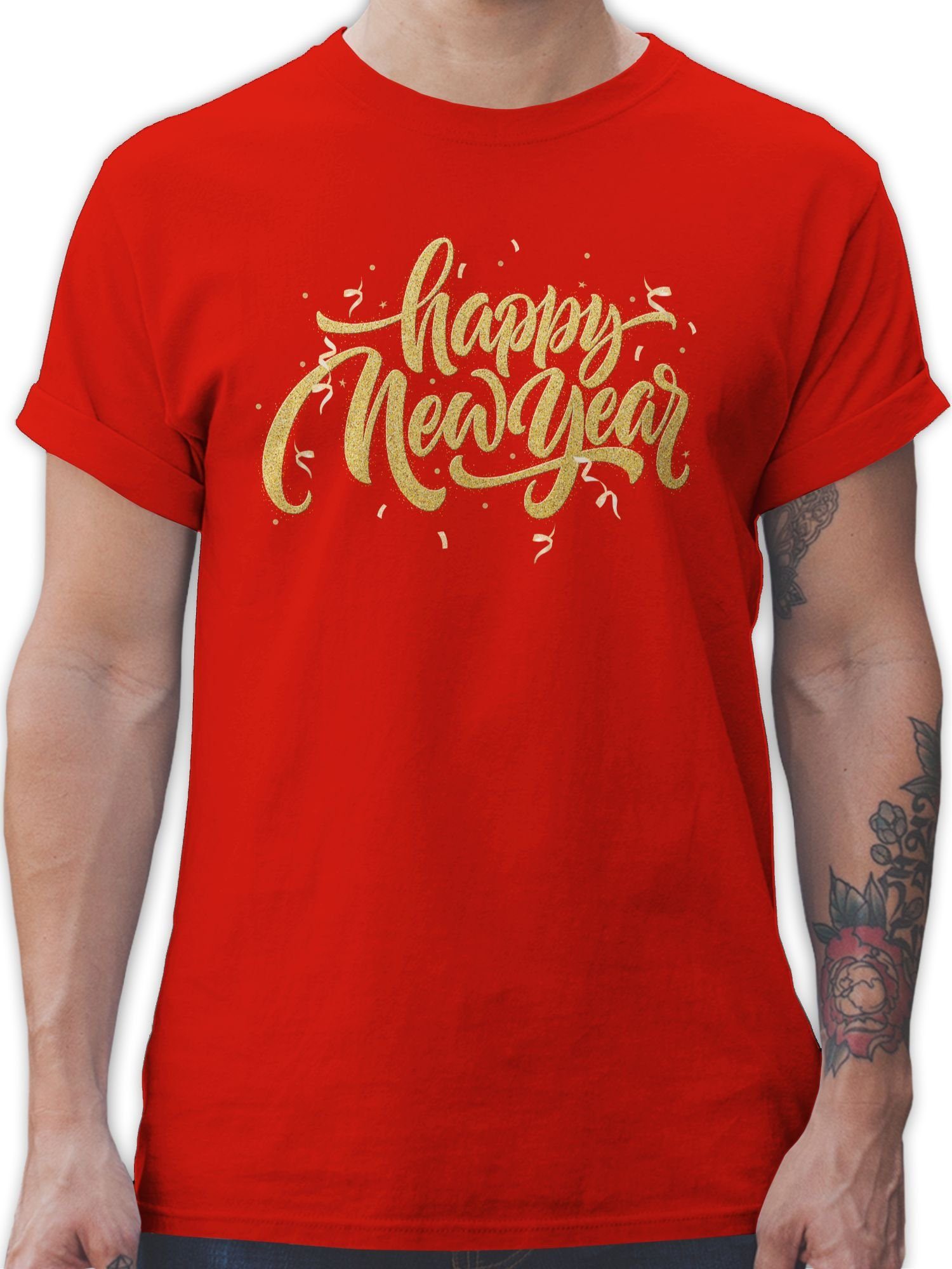 05 Erwachsene T-Shirt Year New Happy Silvester Rot Shirtracer