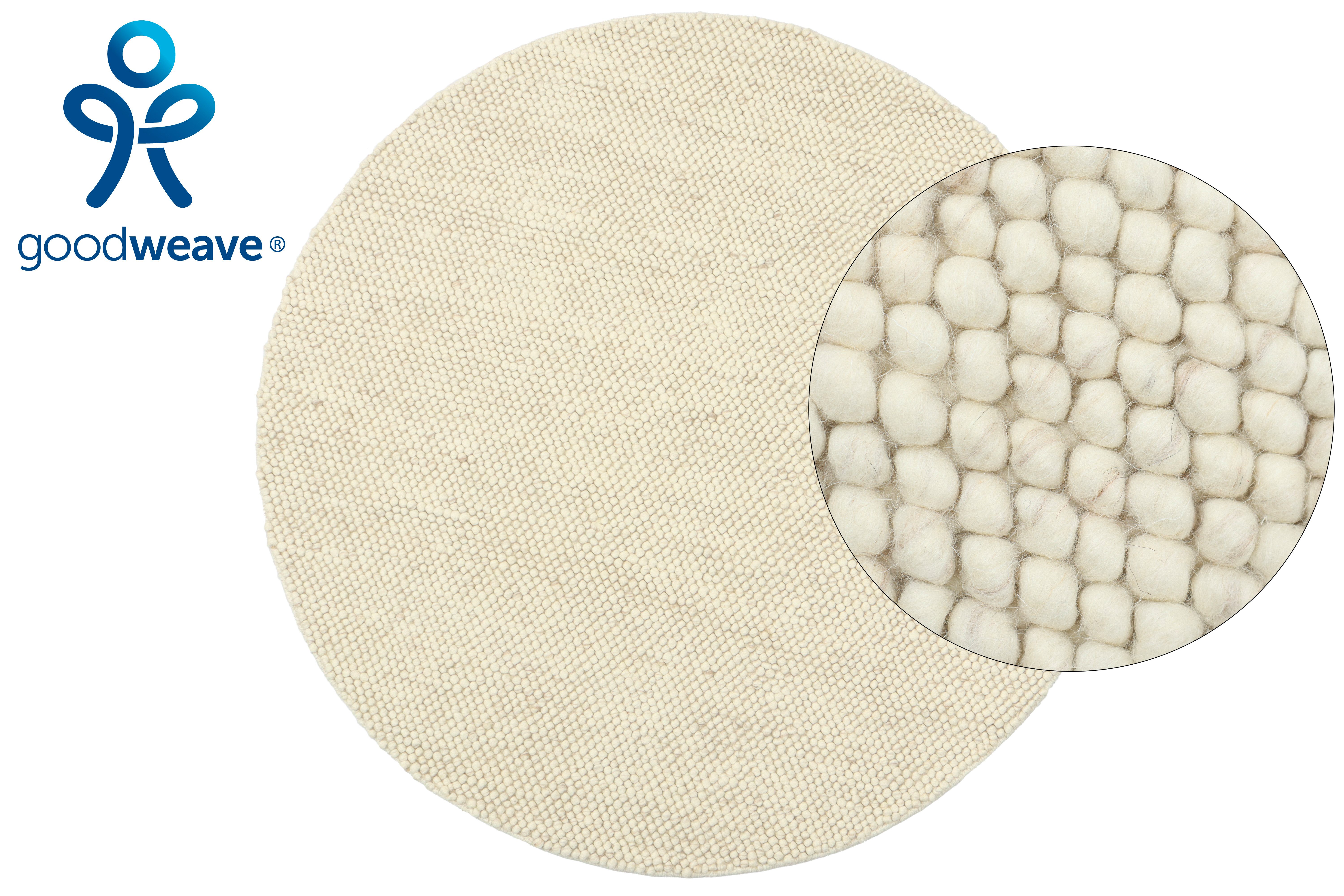 my home Wollteppich Wolly, rund, Höhe: 14 mm, Wolle, handgewebt, Handweb Te günstig online kaufen