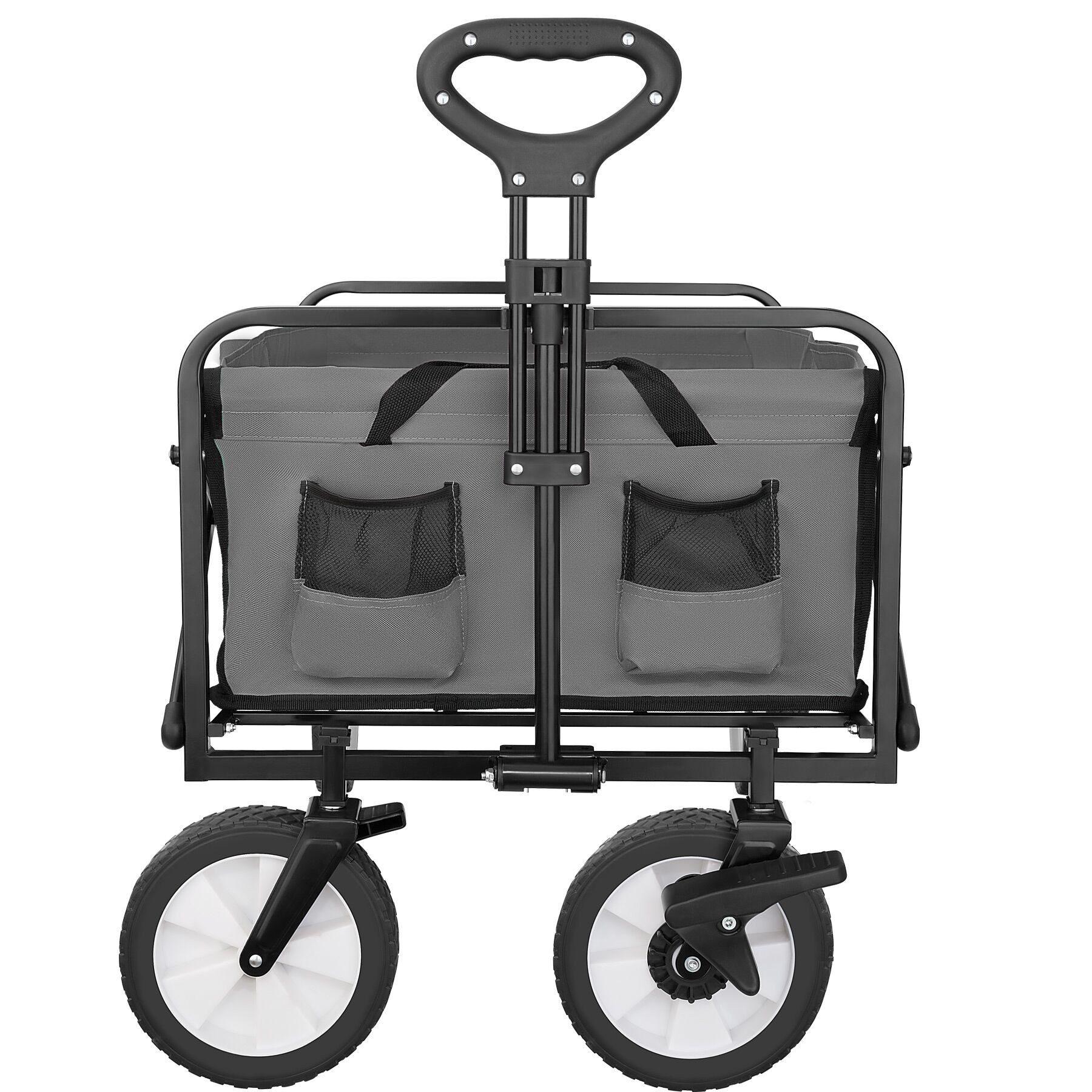 tectake Bollerwagen Faltbarer Handwagen Leon mit Bremsen, Belastbarkeit 80kg (1 Transportwagen, 1-tlg., 97L Volumen in Grau), faltbar