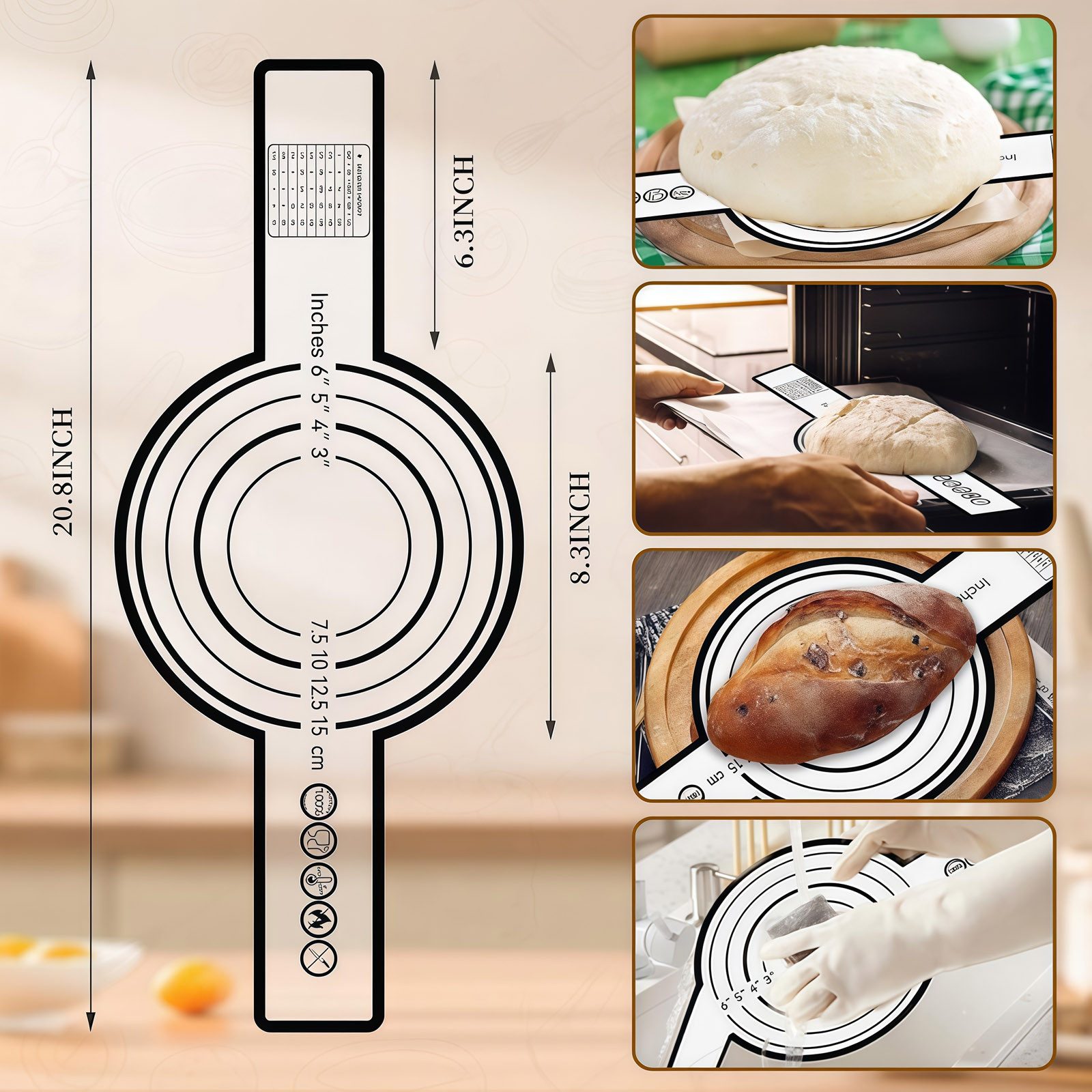 GLIESE Gärkorb 13tlg Gärkorb Set mit Brotbacken Bäckermesser Gärkörbchen Oval, (13-tlg) – Bild 5 von 5
