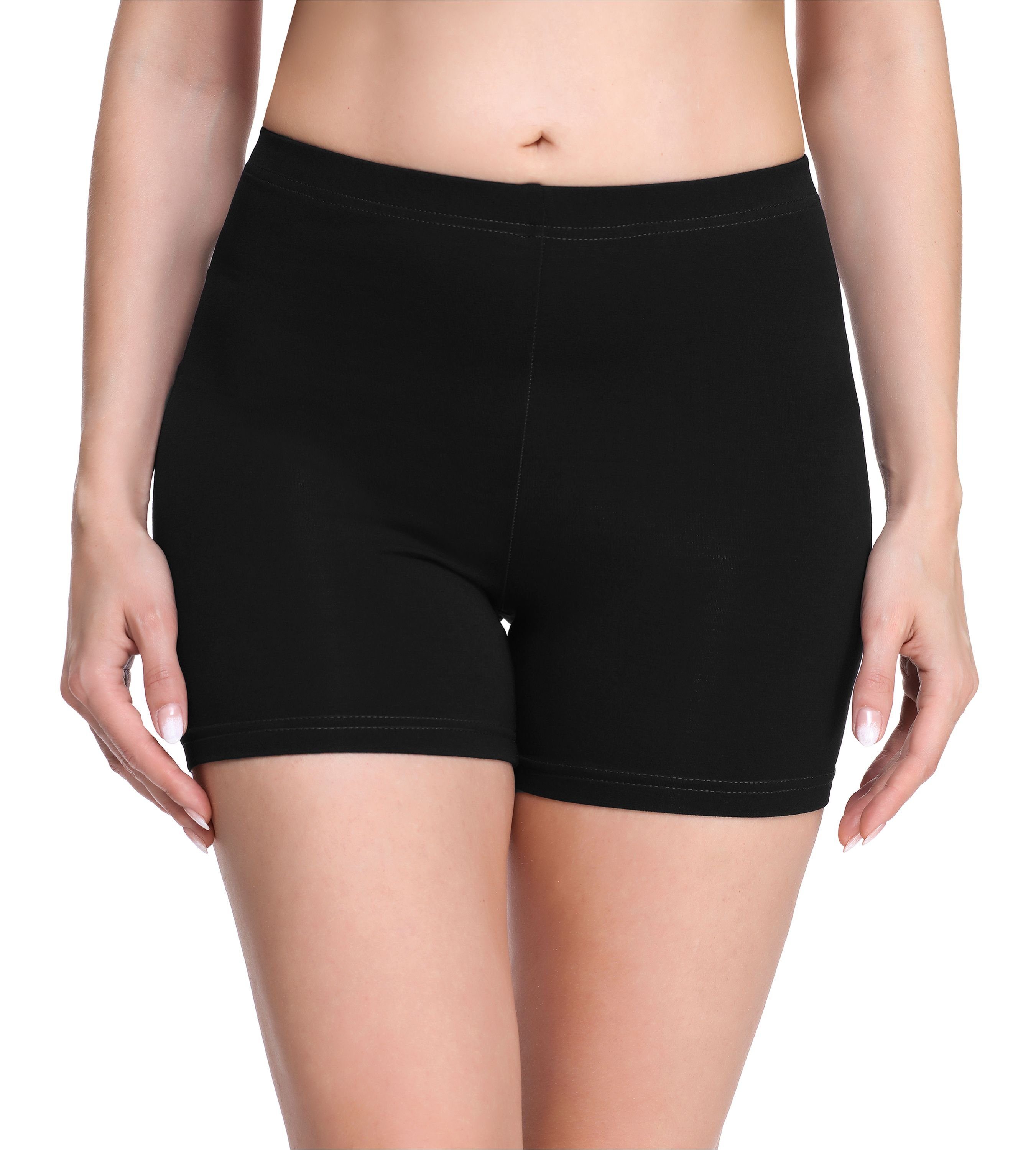 Style Leggings Shorts Merry Unterhose Hotpants elastischer MS10-283 (1-tlg) Schwarz Bund Damen Boxershorts Radlerhose