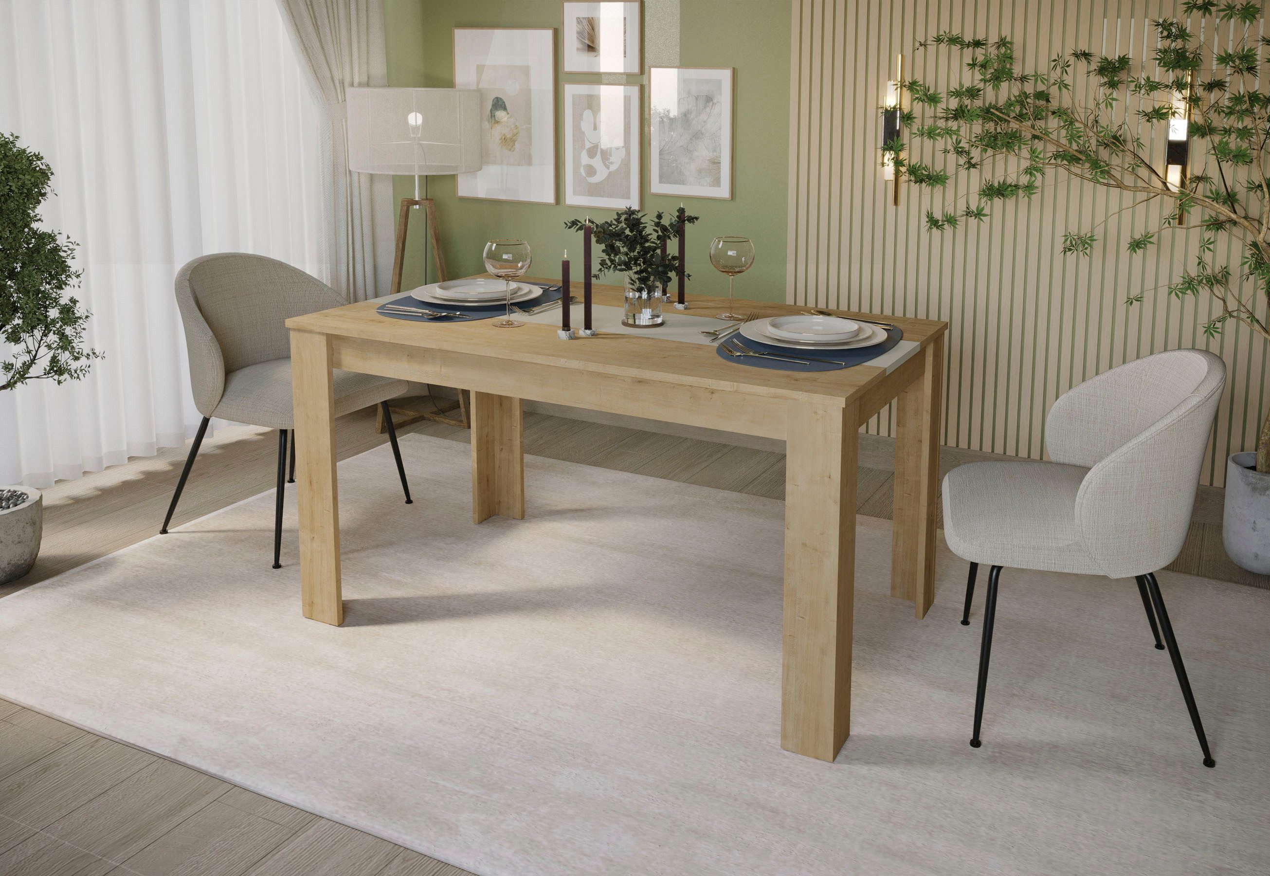 OTTO home Esstisch Adana, 140cm (1-St), 140cm, Küchentisch, Kaschmir und Eiche wahlweise kombinierbar