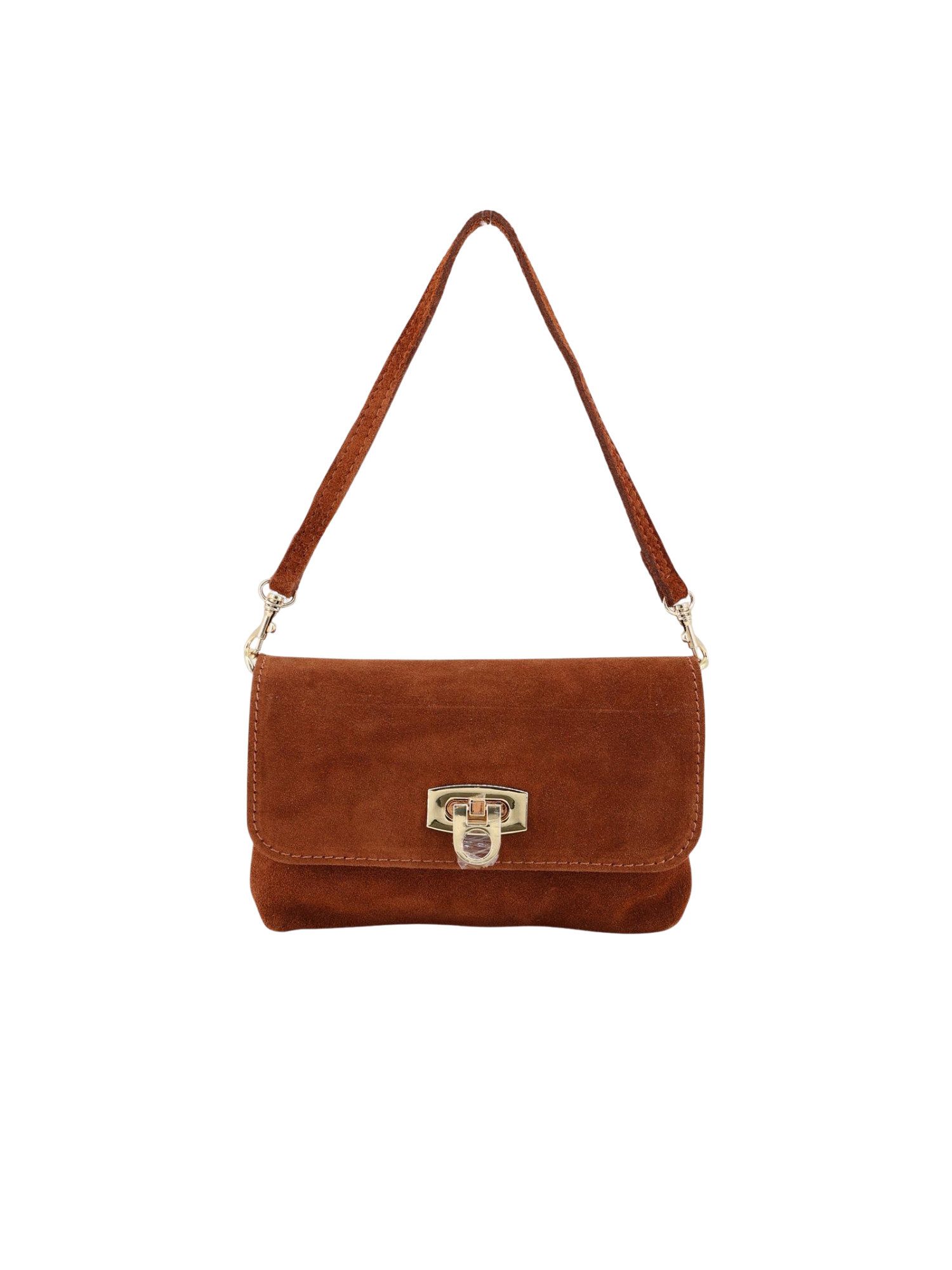 BRISE TASCHE Schultertasche Kleine Schultertasche, Handtasche Leder und Wildleder, Wildleder, Abnehmbare Kette, Goldfarbener Verschluss
