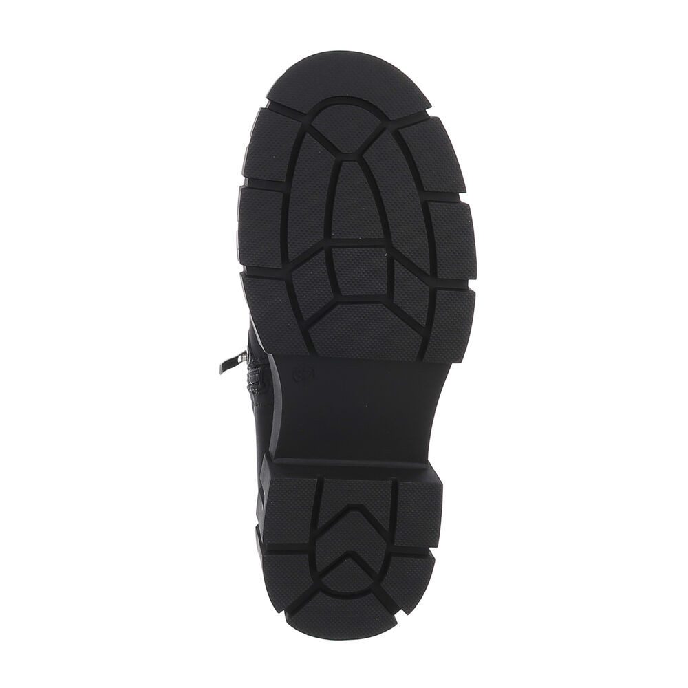 Ital-Design Damen Bikerschuhe Biker Westernstiefelette (87124867) Blockabsatz Plateaustiefeletten in Schwarz