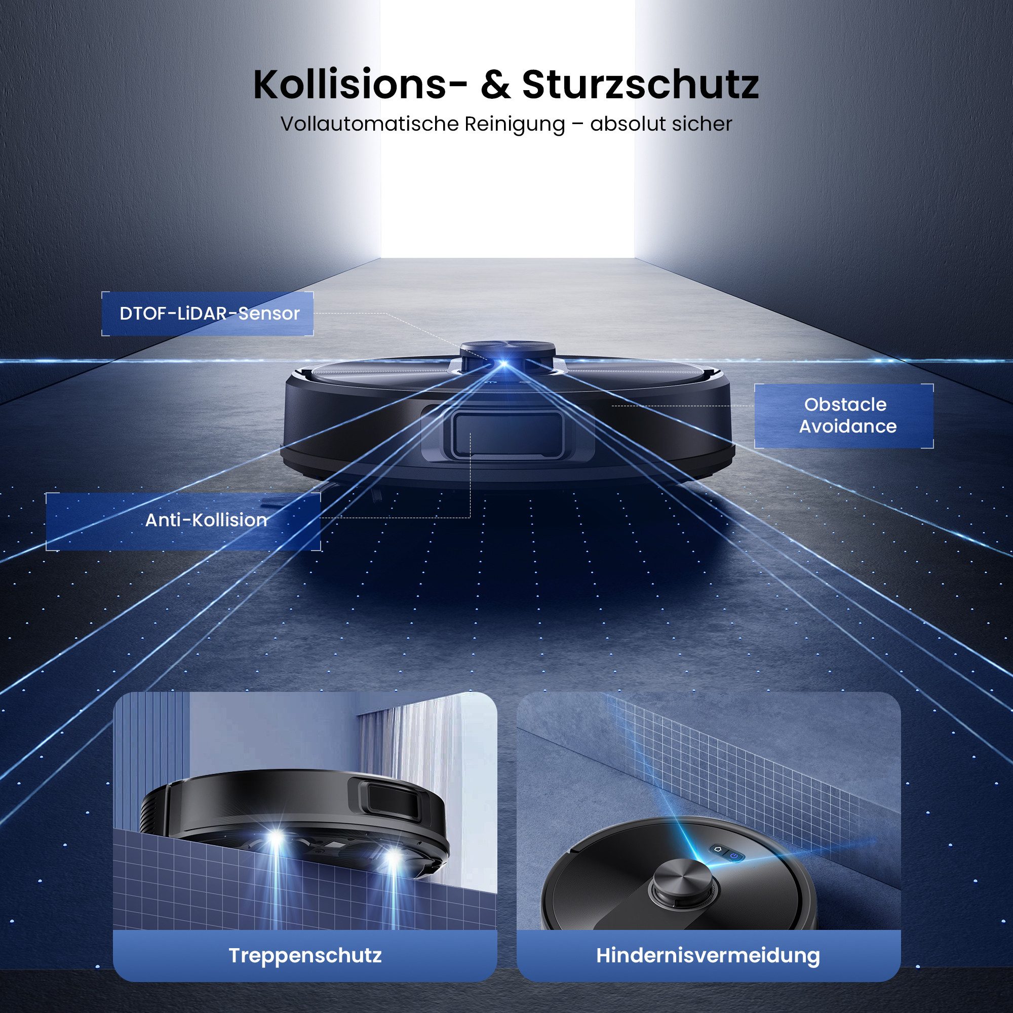Proscenic Saugroboter 8000Pa,200 Min,3L Staubbeutel,Selbstentleerungsstation,64dB, mit Beutel, bis zu 60 Tage Wartungsfrei, Selbstreinigungsfunktion, Appsteuerung (Upgrade von Q8/Q8 MAX)