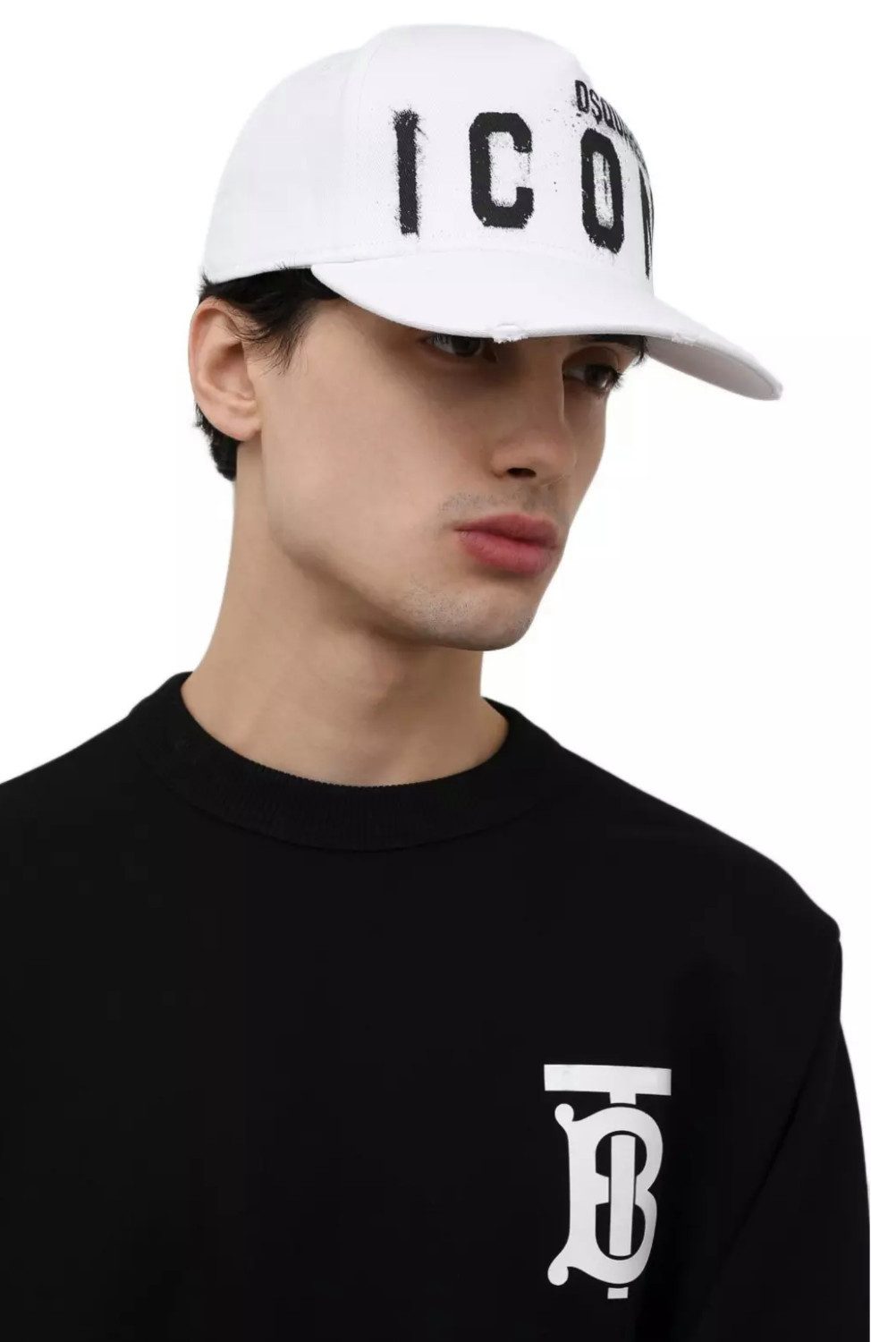 Dsquared2 Baseball Cap BE ICON BE COOL Spray-Effekt Baseballkappe Kappe Cap Distressed-Details auf der Spitze