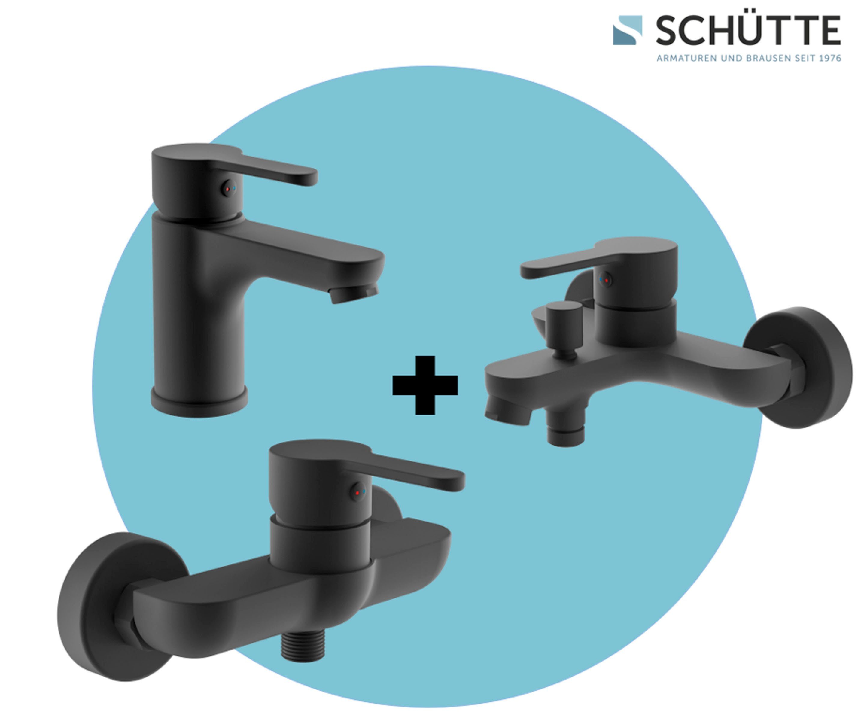 Schütte Badarmatur 3-teilige Serie DENVER (Set) geräuscharm, Marken-Mischdüse