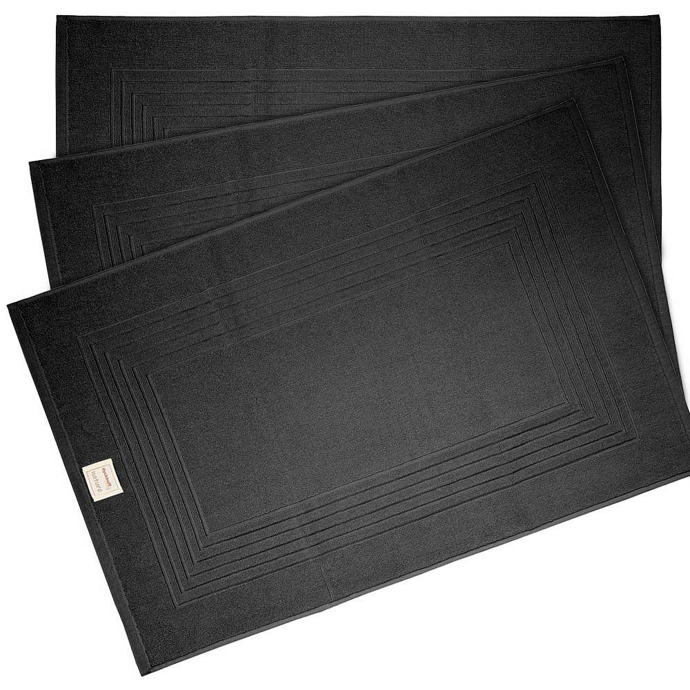 Dyckhoff Badematte 3 Badvorleger NATURE 50x80cm - anthrazit, Waschtemperatur bis 60 °C, Trockner geeignet, Baumwolle, quadratisch