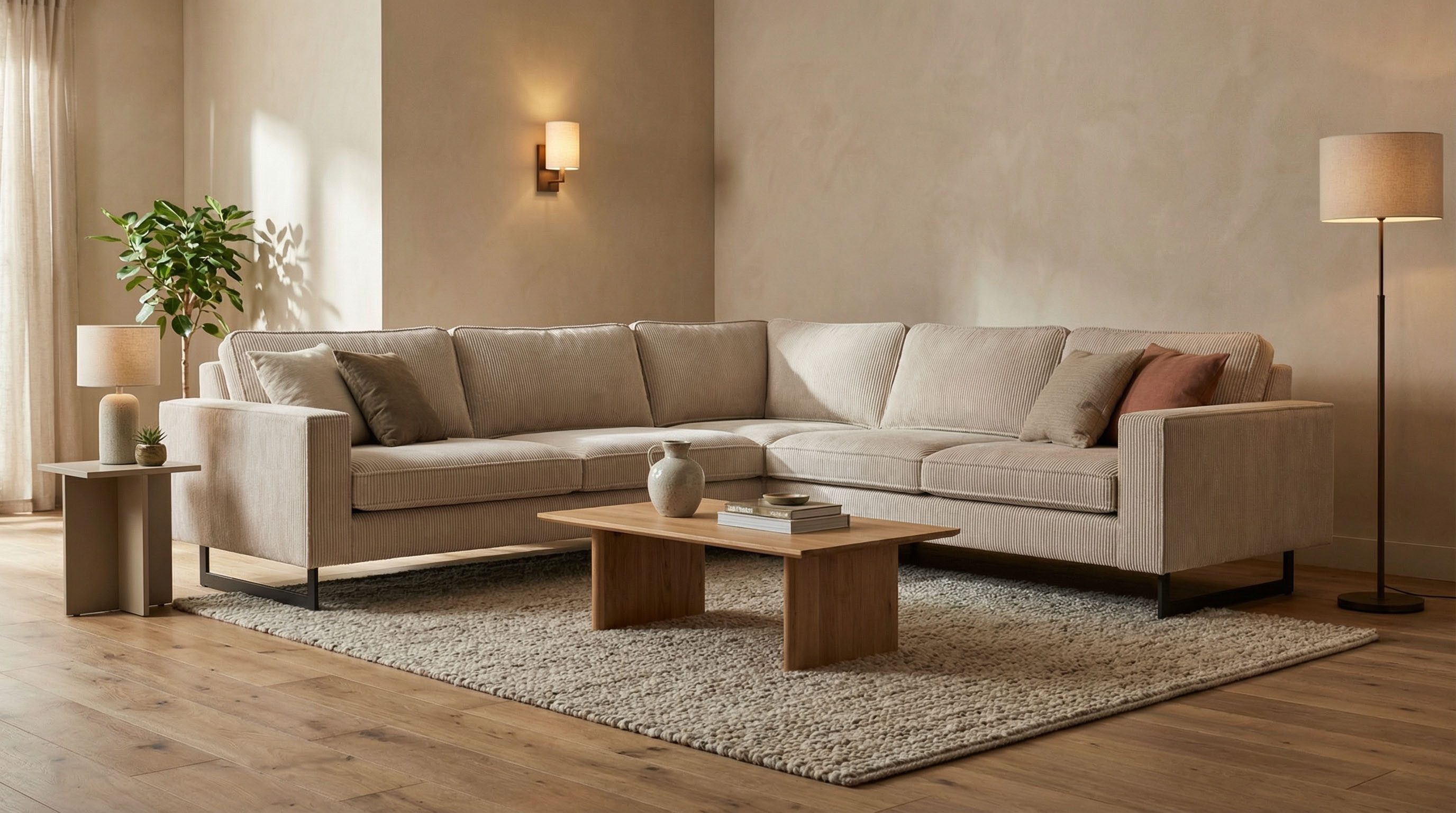 Home affaire Ecksofa Pinto, XXL, 250/290 cm, langer Schenkel, Ottomane, Cord, Chenille, Lederoptik, mit Keder, Metallfüße, Wellenunterfederung