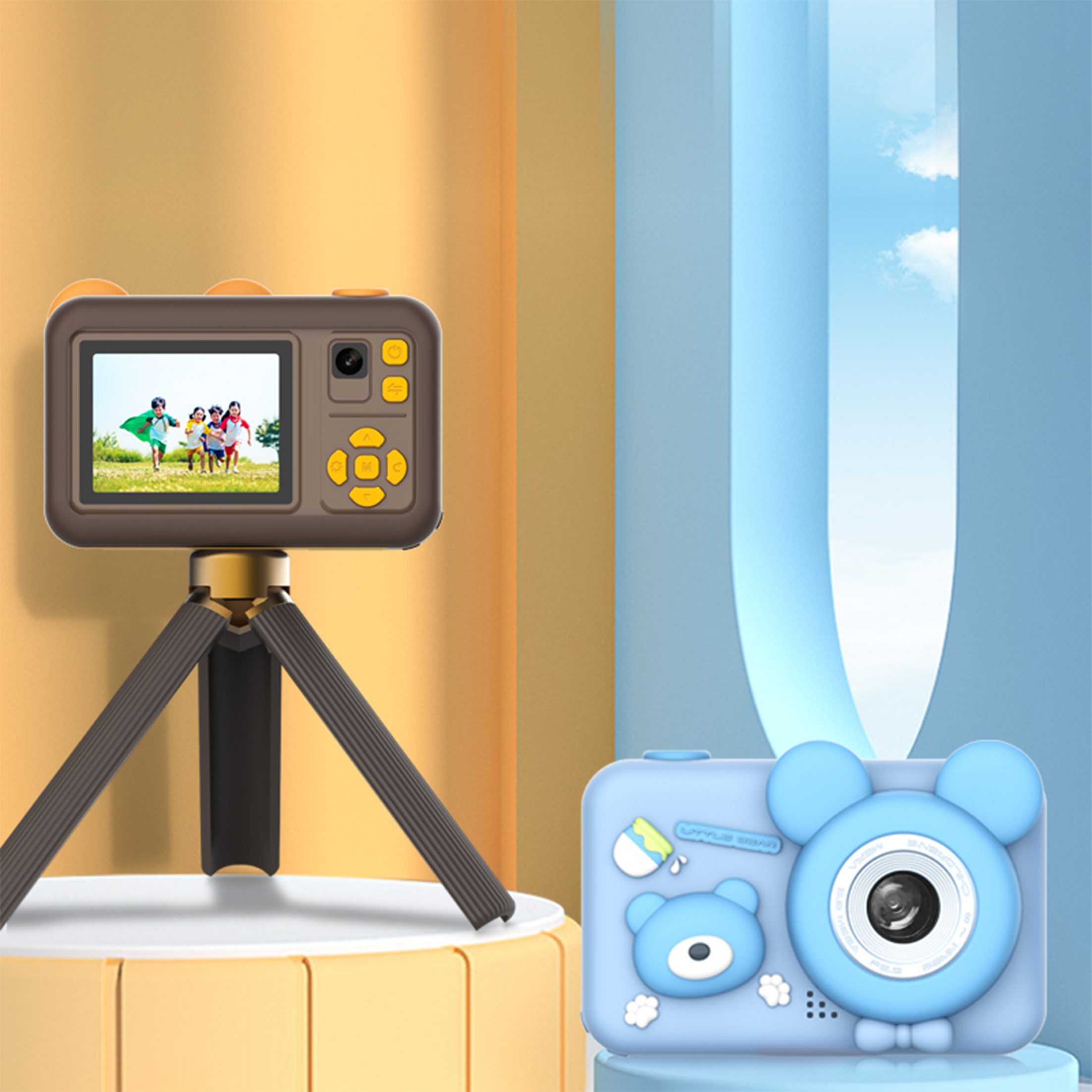 KINSI Kinder-Digitalkamera mit Dualer Kamera,2600P HD Auflösung Sofortbildkamera (Musikplayer,Ideal für Jungen & Mädchen ab 3 Jahren)