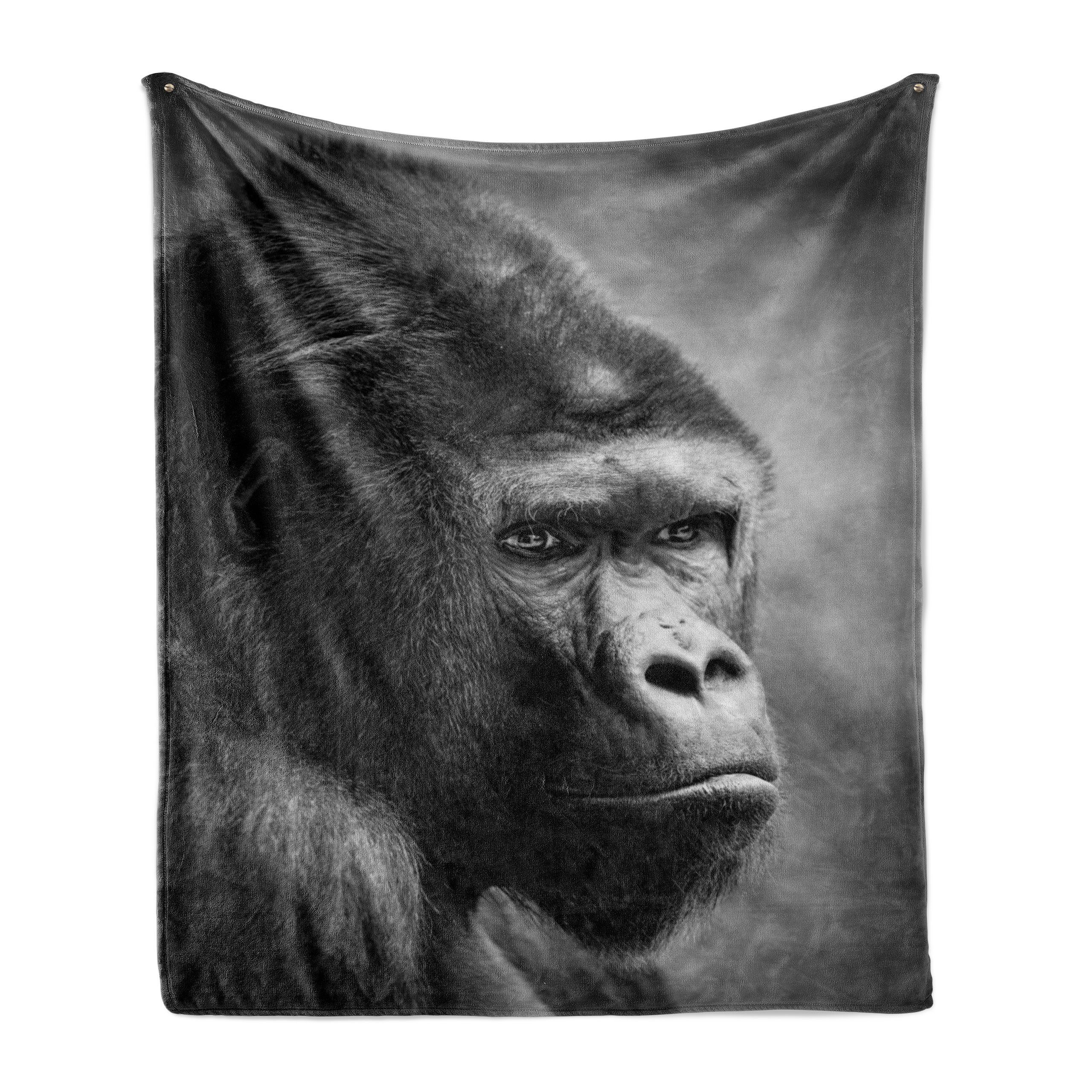 Wohndecke Gemütlicher Plüsch für den Innen- und Außenbereich, Abakuhaus, Gorilla Close up Orangutan Portrait